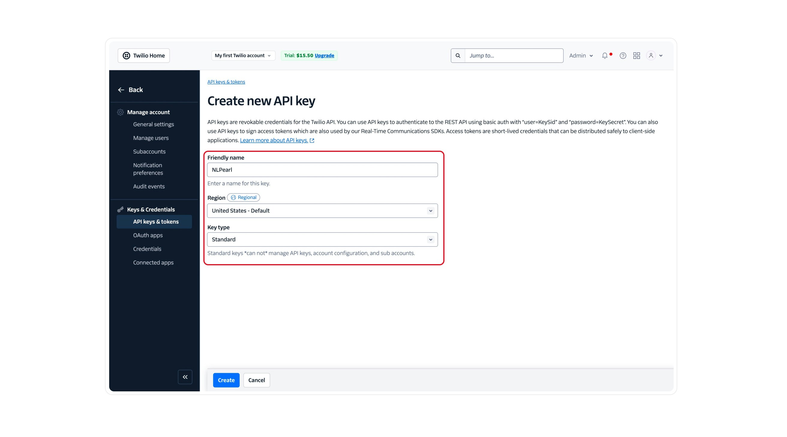 Create API Key – Light