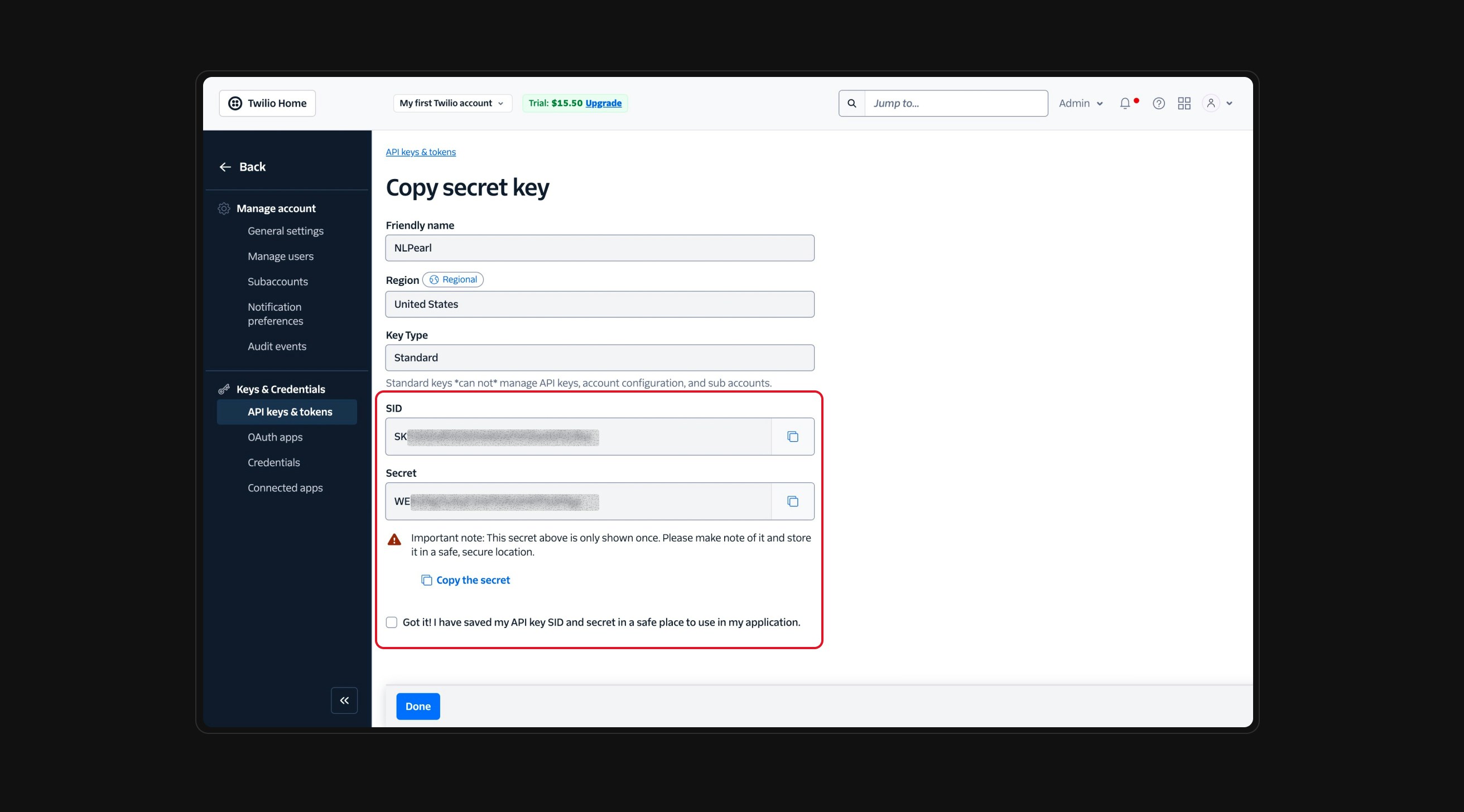 Select key type – Dark