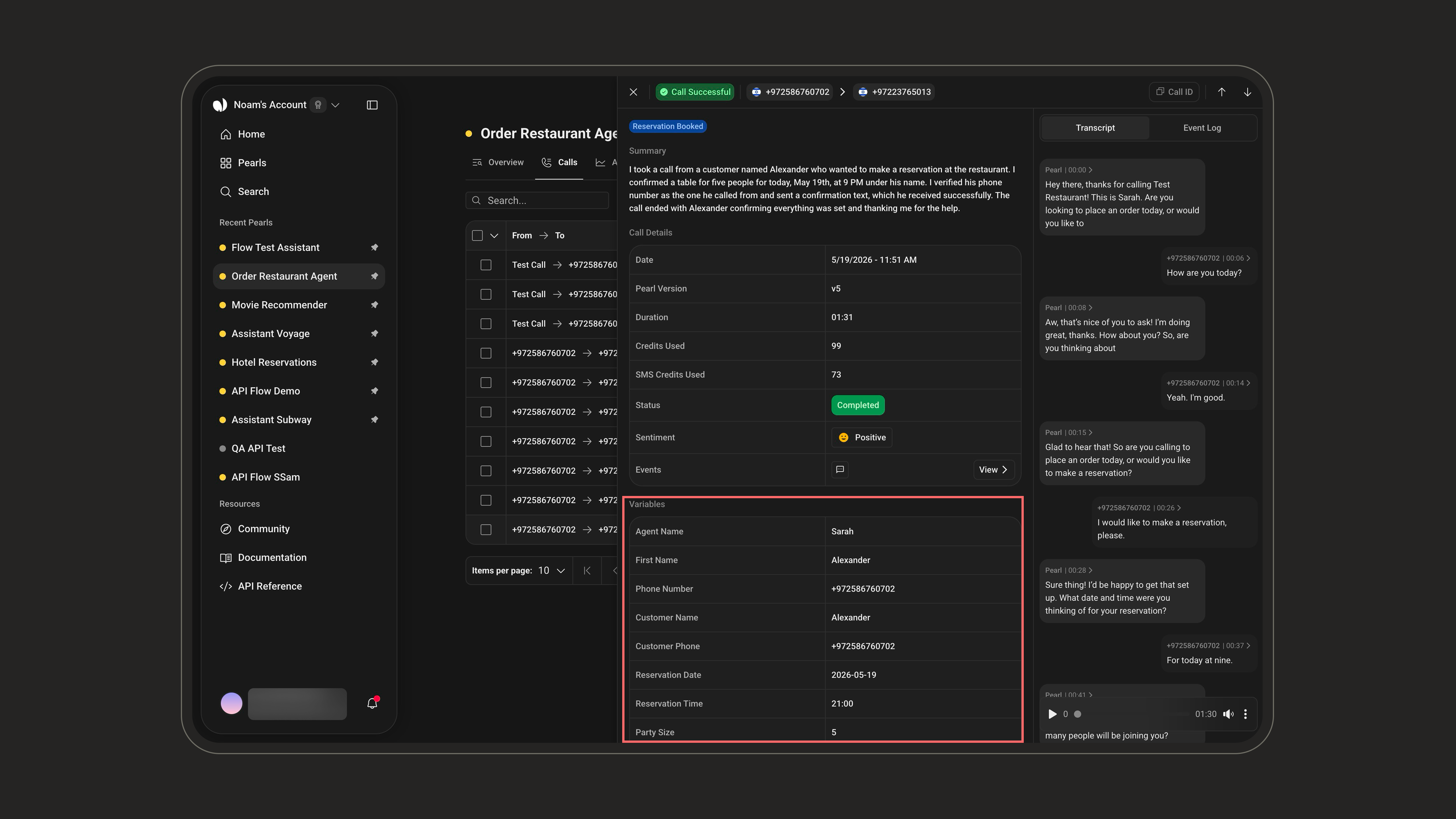 Call information variables in the post-call view