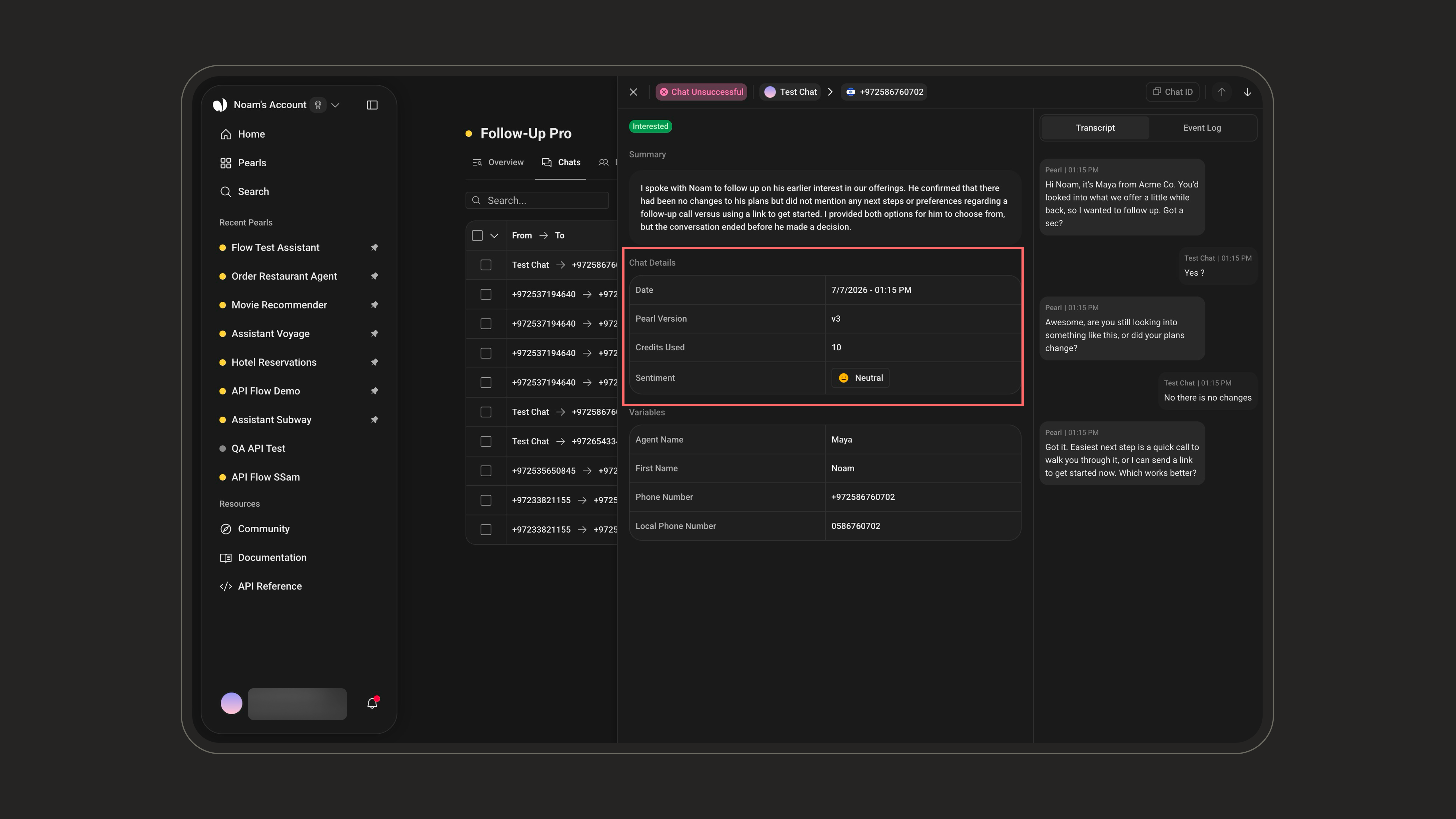 Conversation Details in the post-chat view