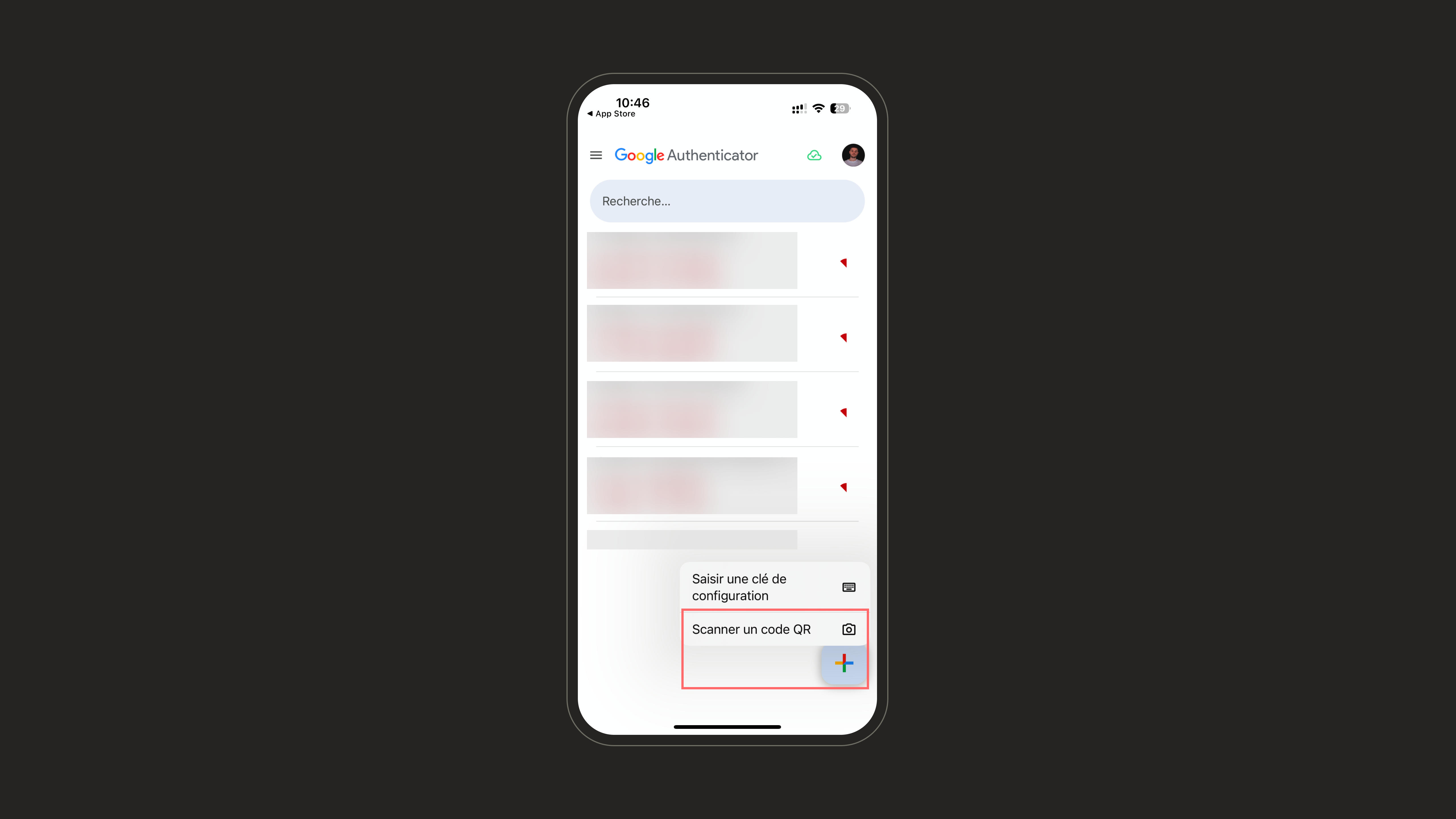 Scanning a QR code in Google Authenticator