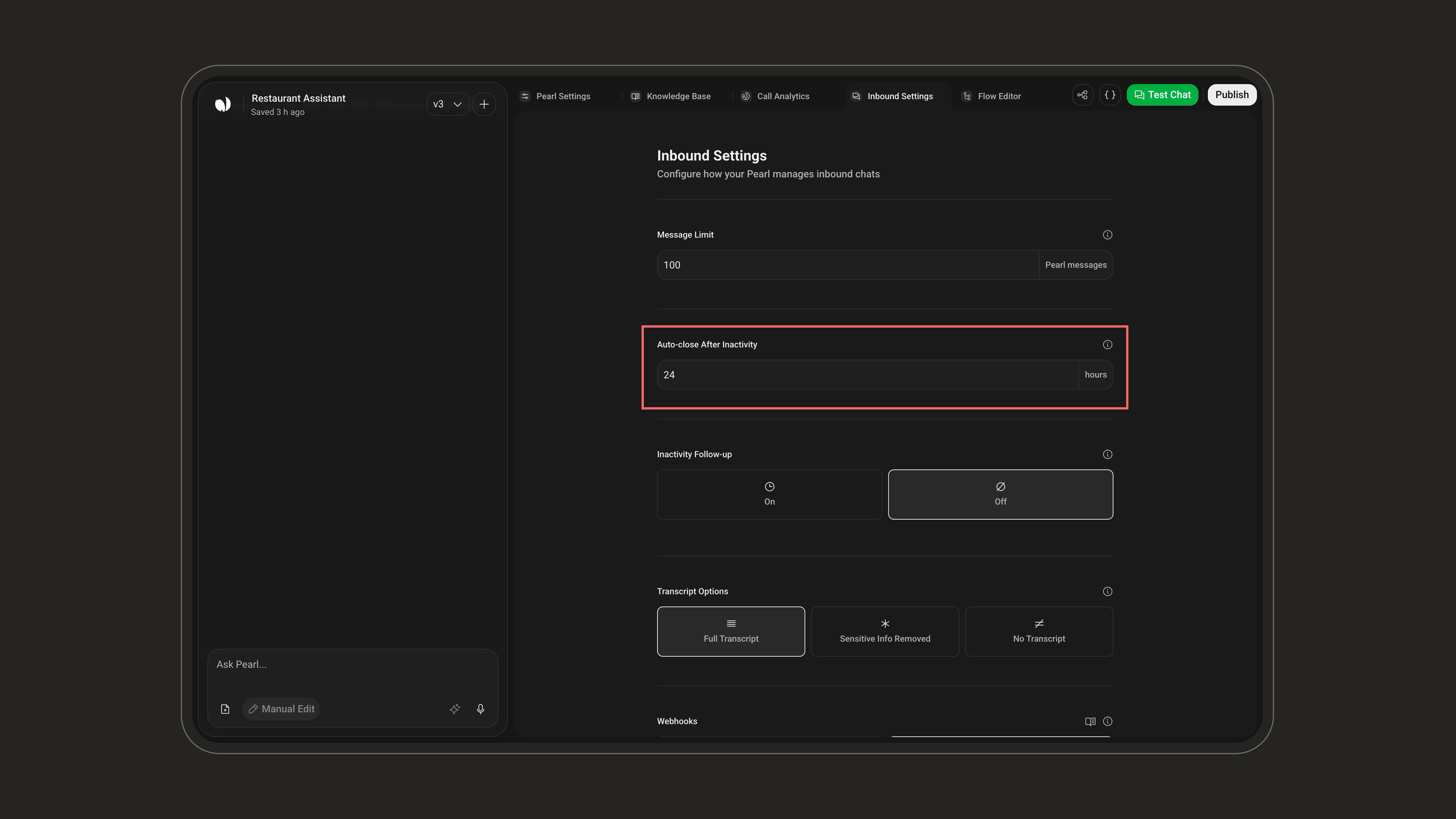 Auto-close After Inactivity setting