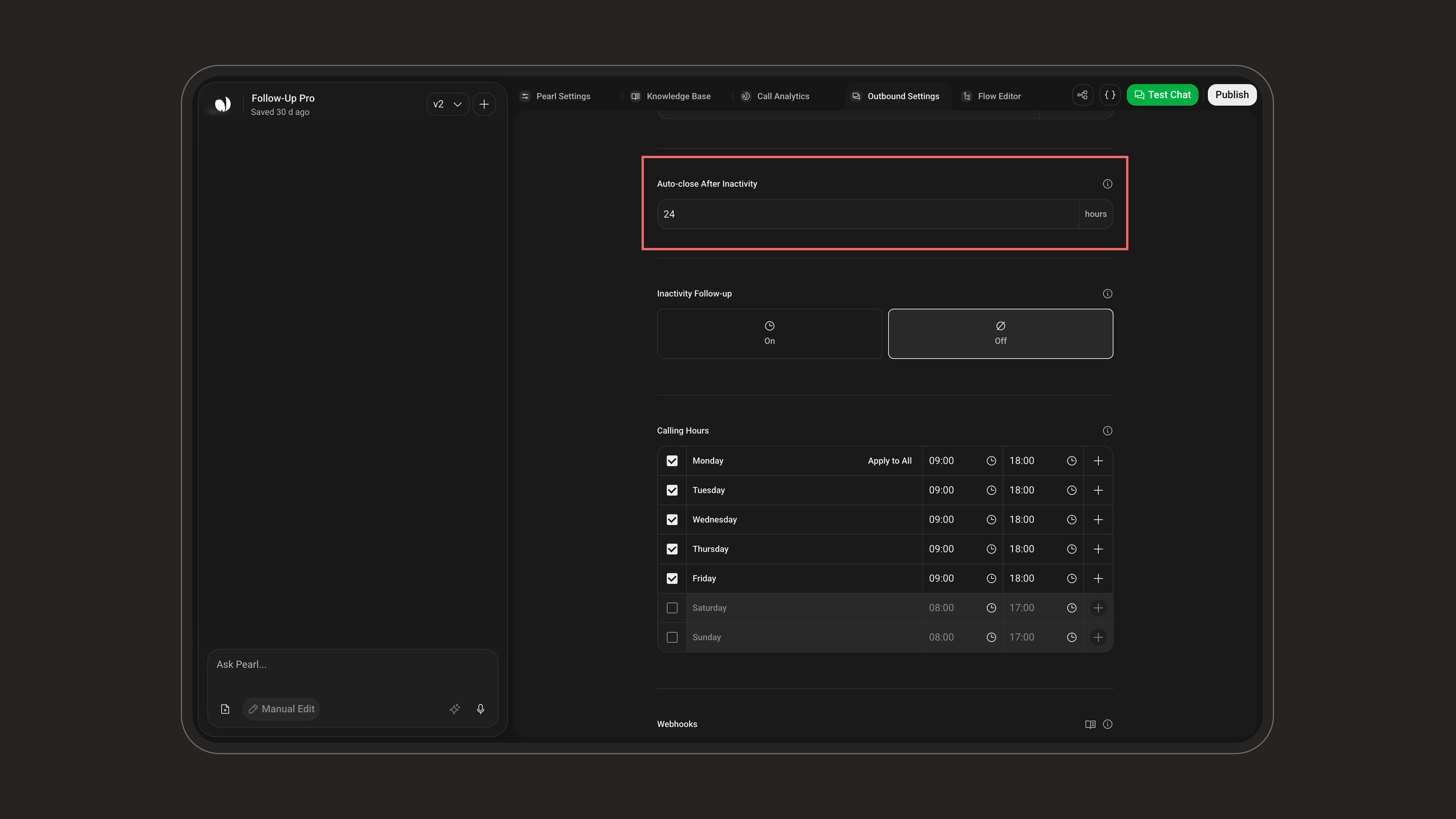 Auto-close After Inactivity setting