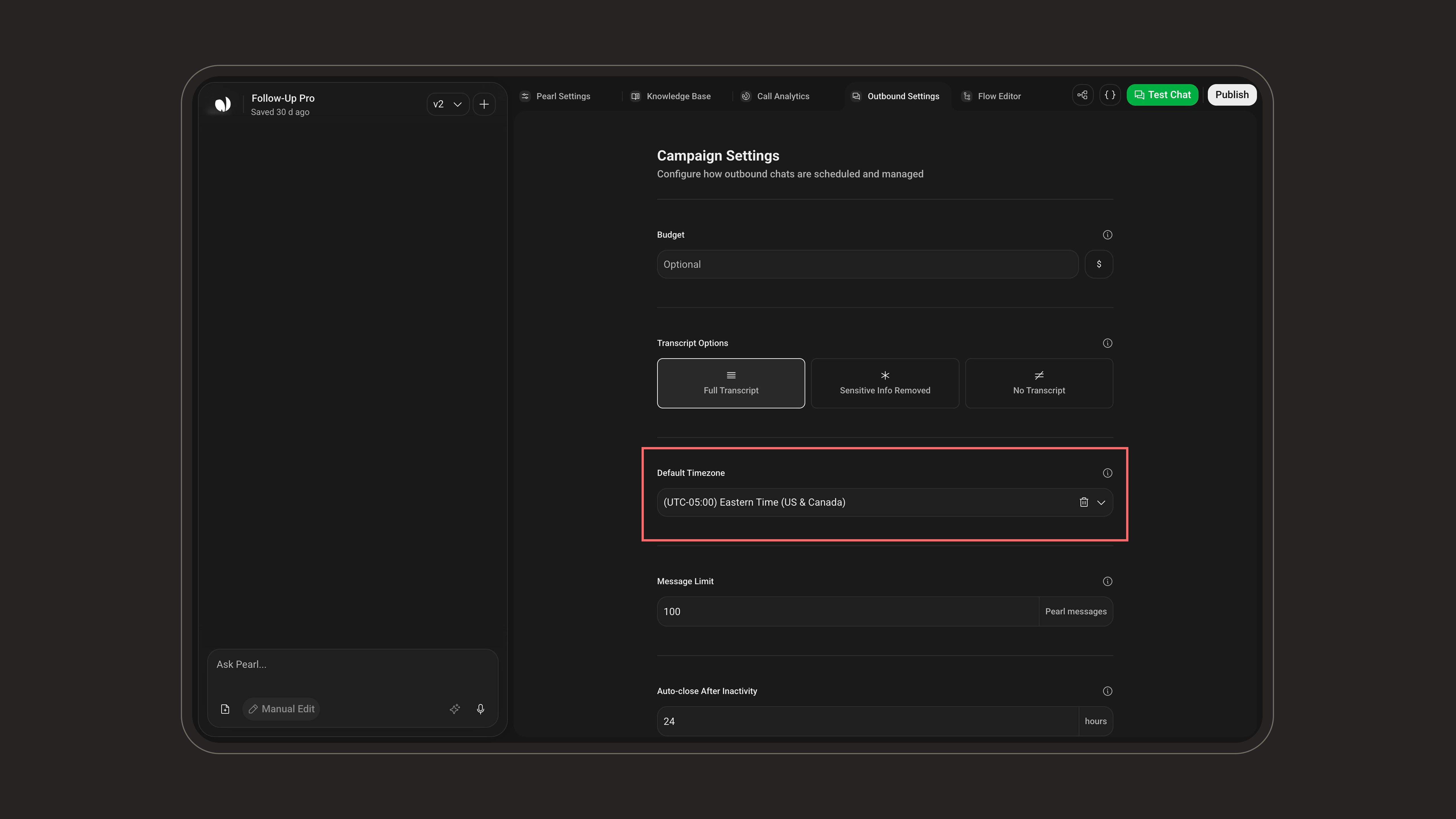 Default Timezone setting