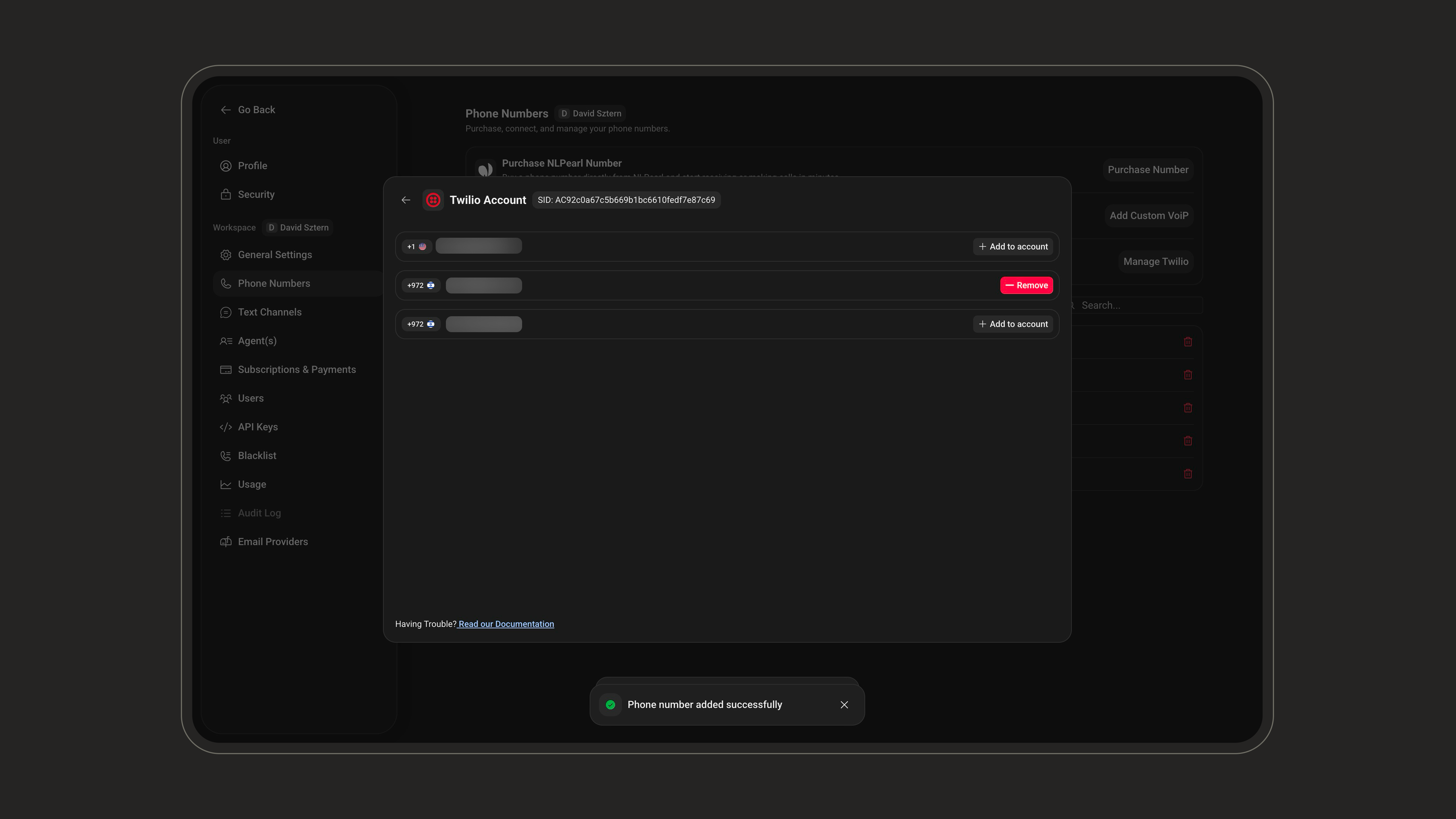 Import Twilio phone numbers into NLPearl