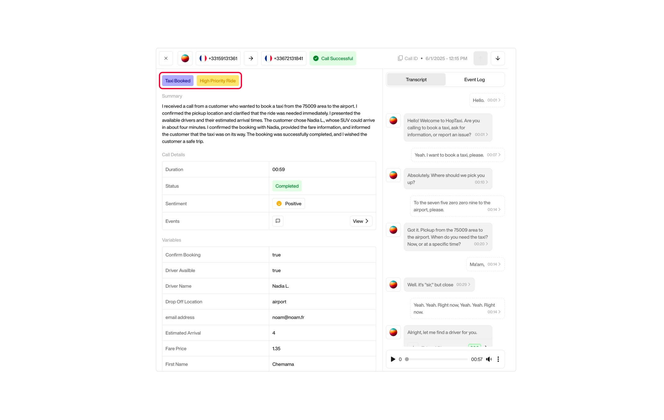 Send Email action interface on light mode