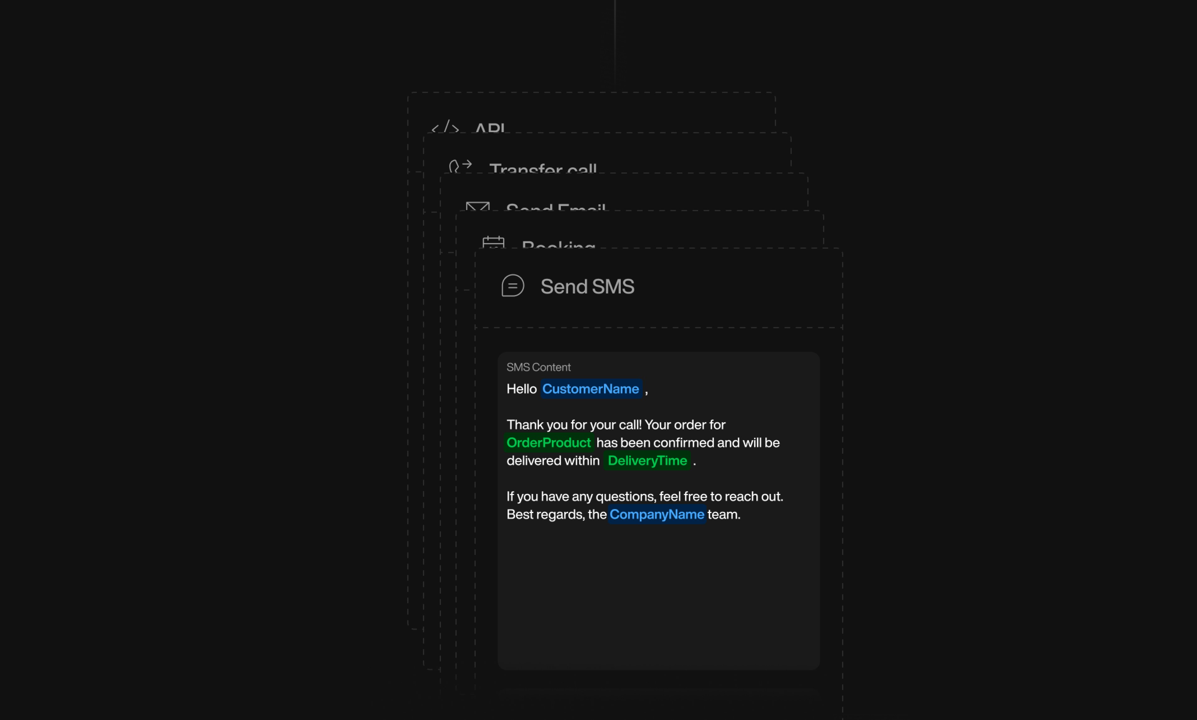 Send Email action interface on dark mode