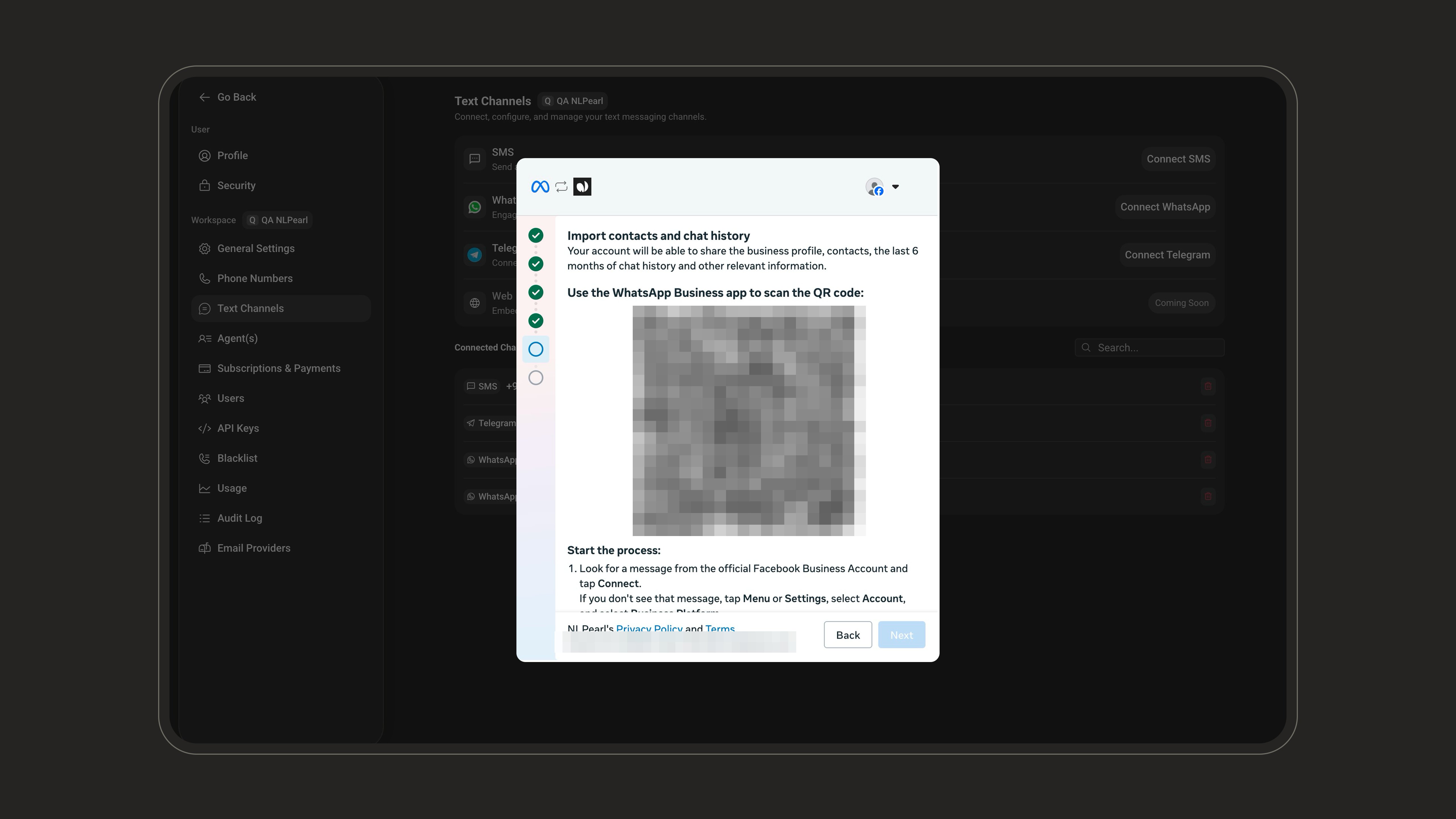 QR code to scan with the WhatsApp Business app