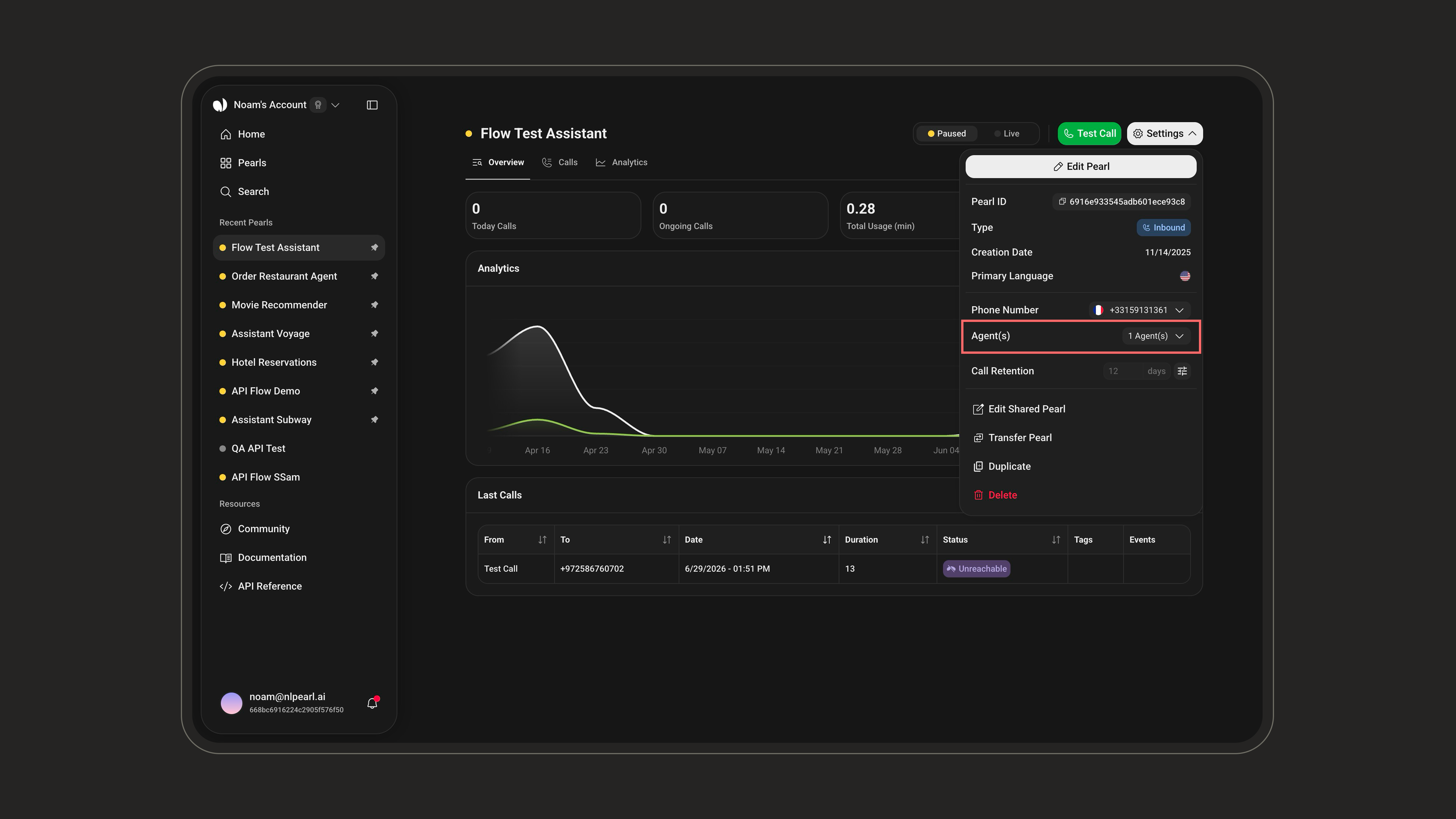 Allocate agents to a Pearl from its overview Settings