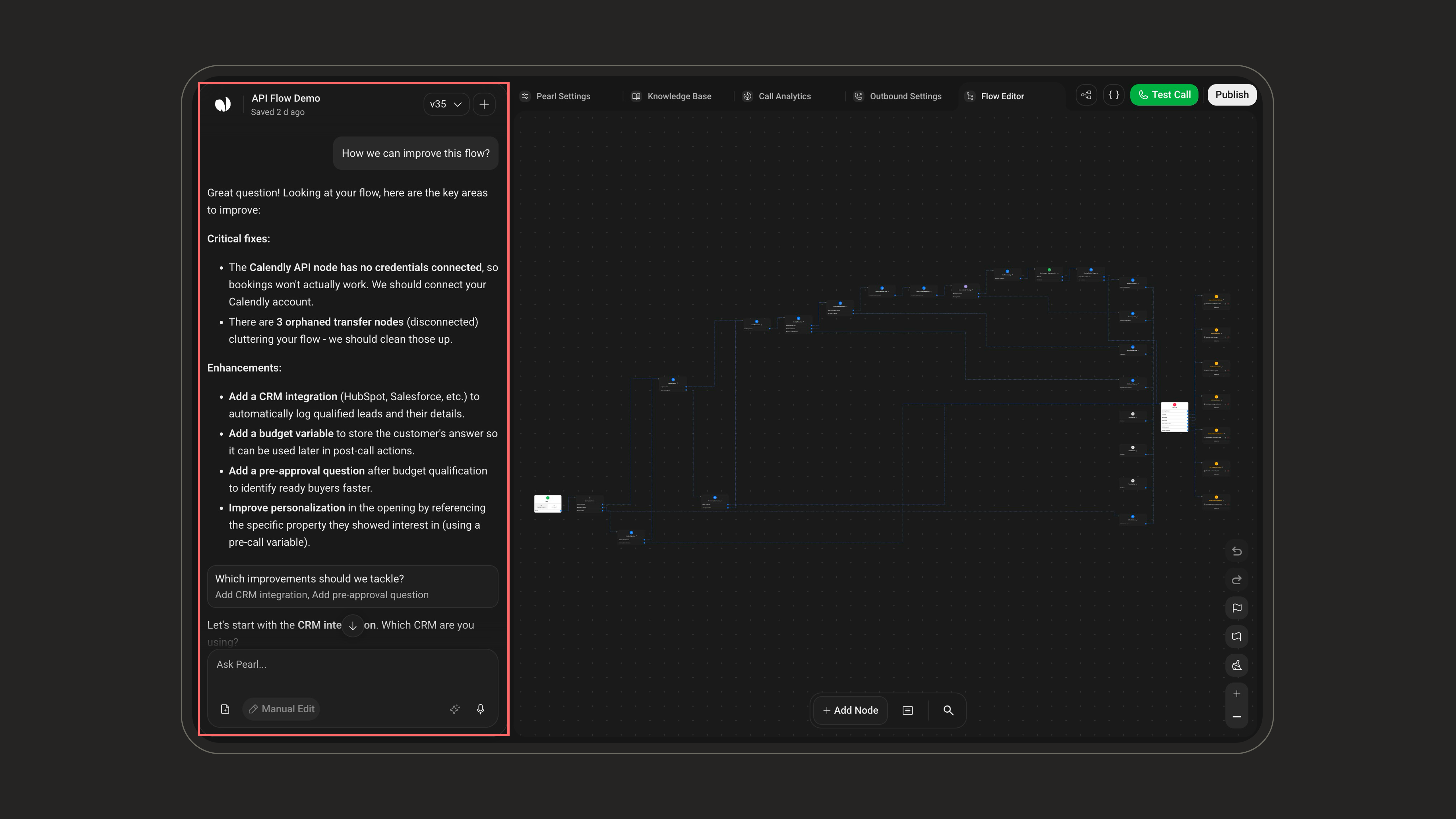 Chat sidebar on the left of the editor