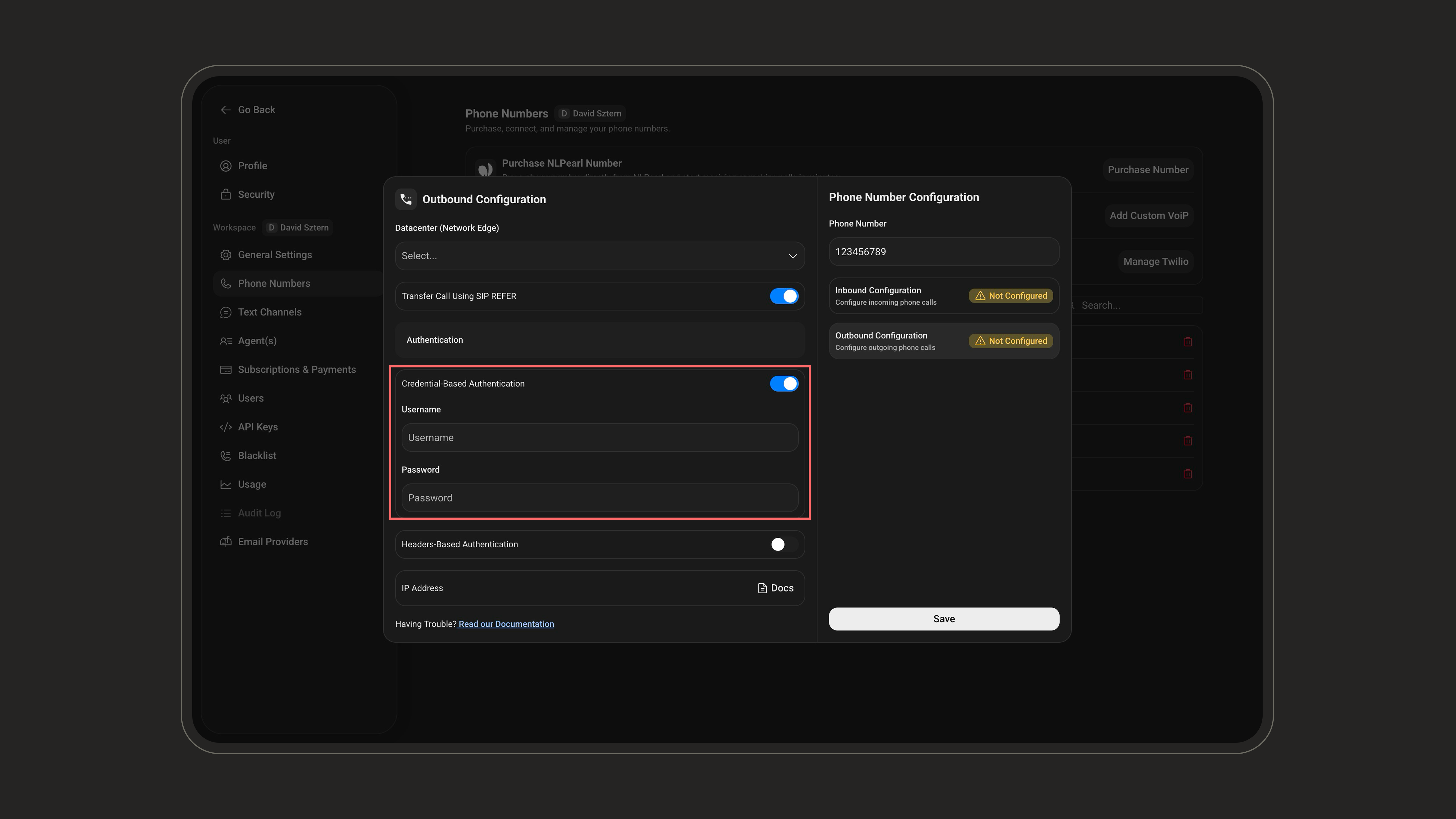Outbound credential-based authentication