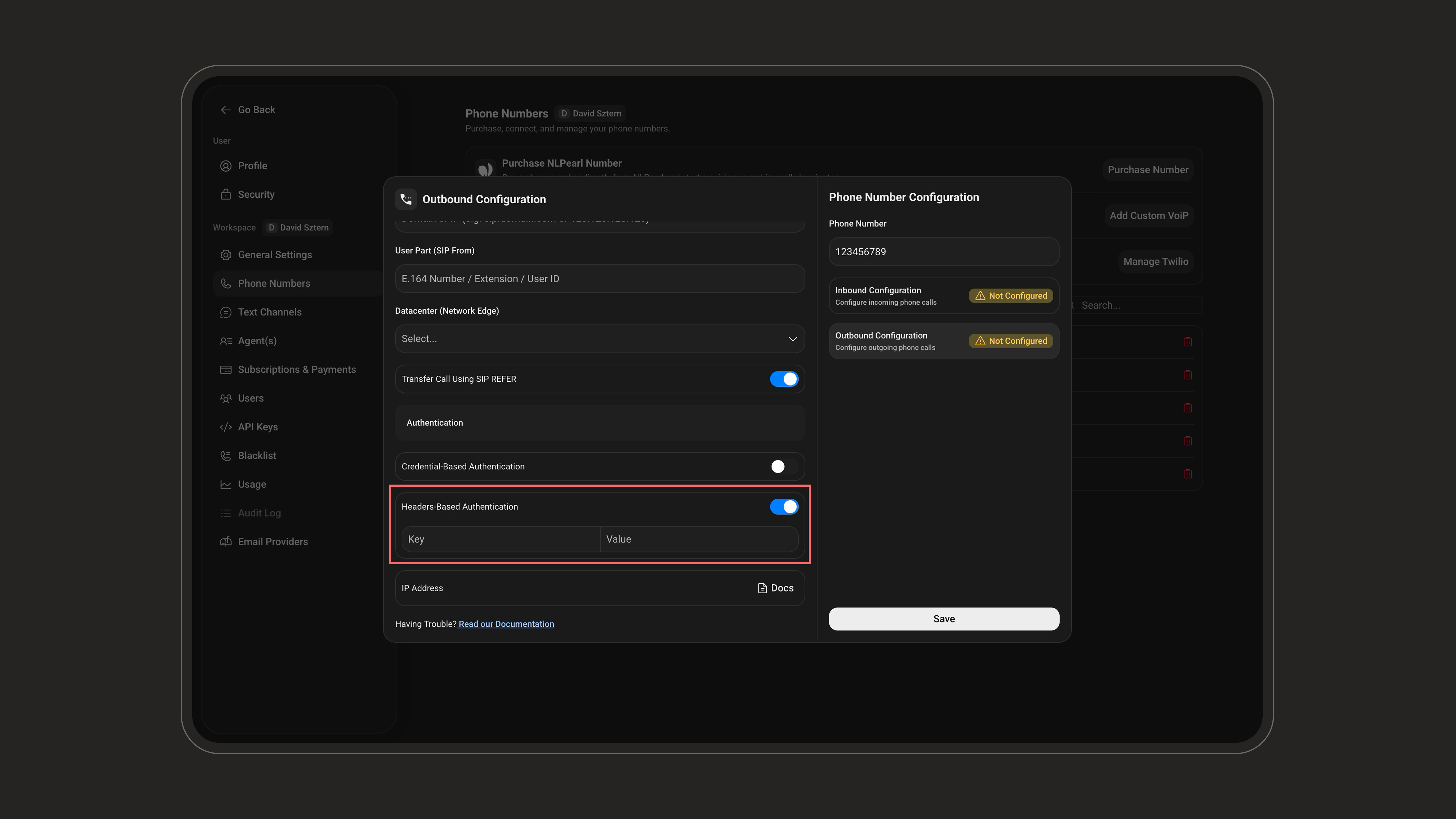 Outbound header-based authentication
