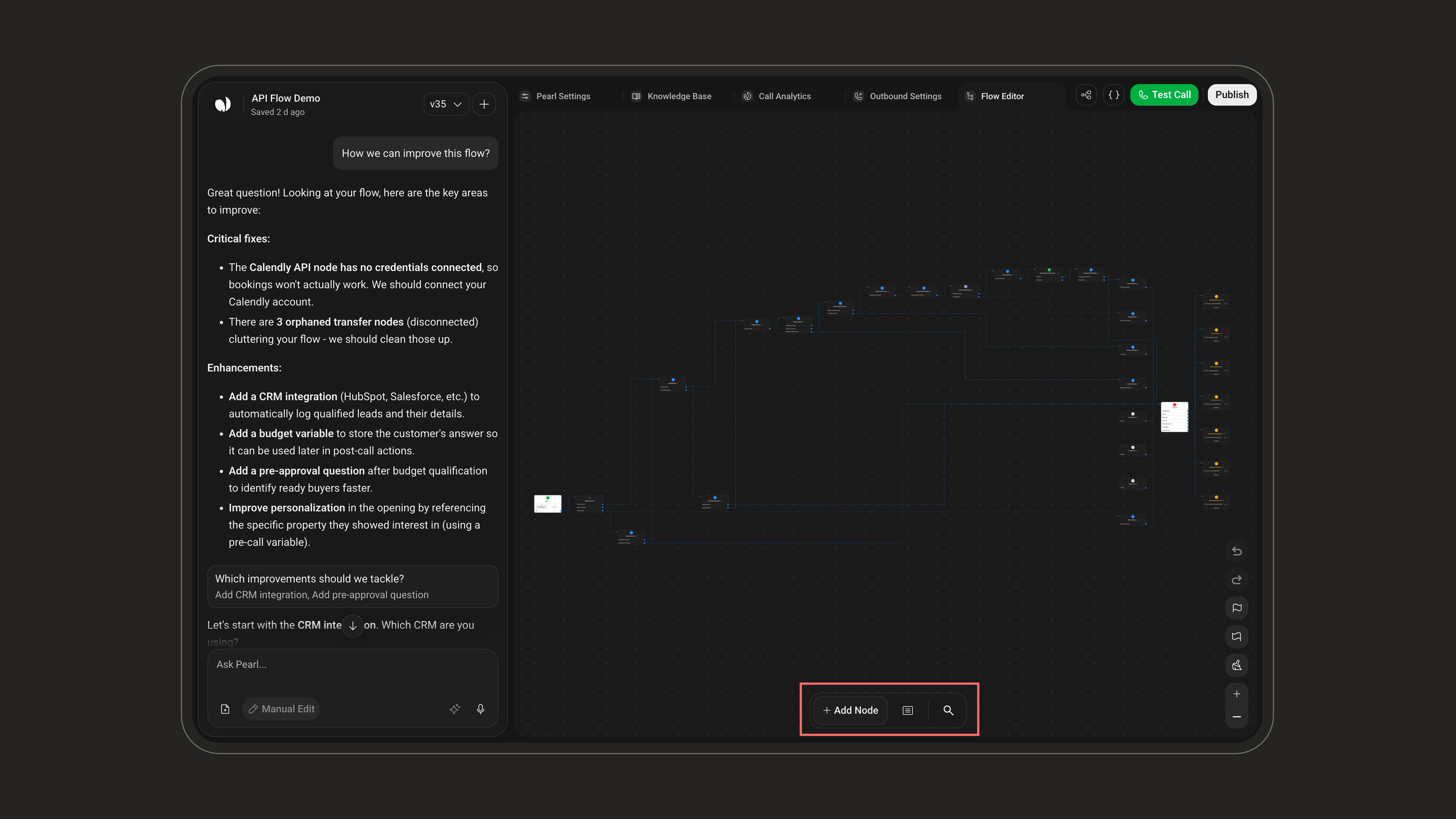 Bottom toolbar with Add Node, General Instructions, and Search