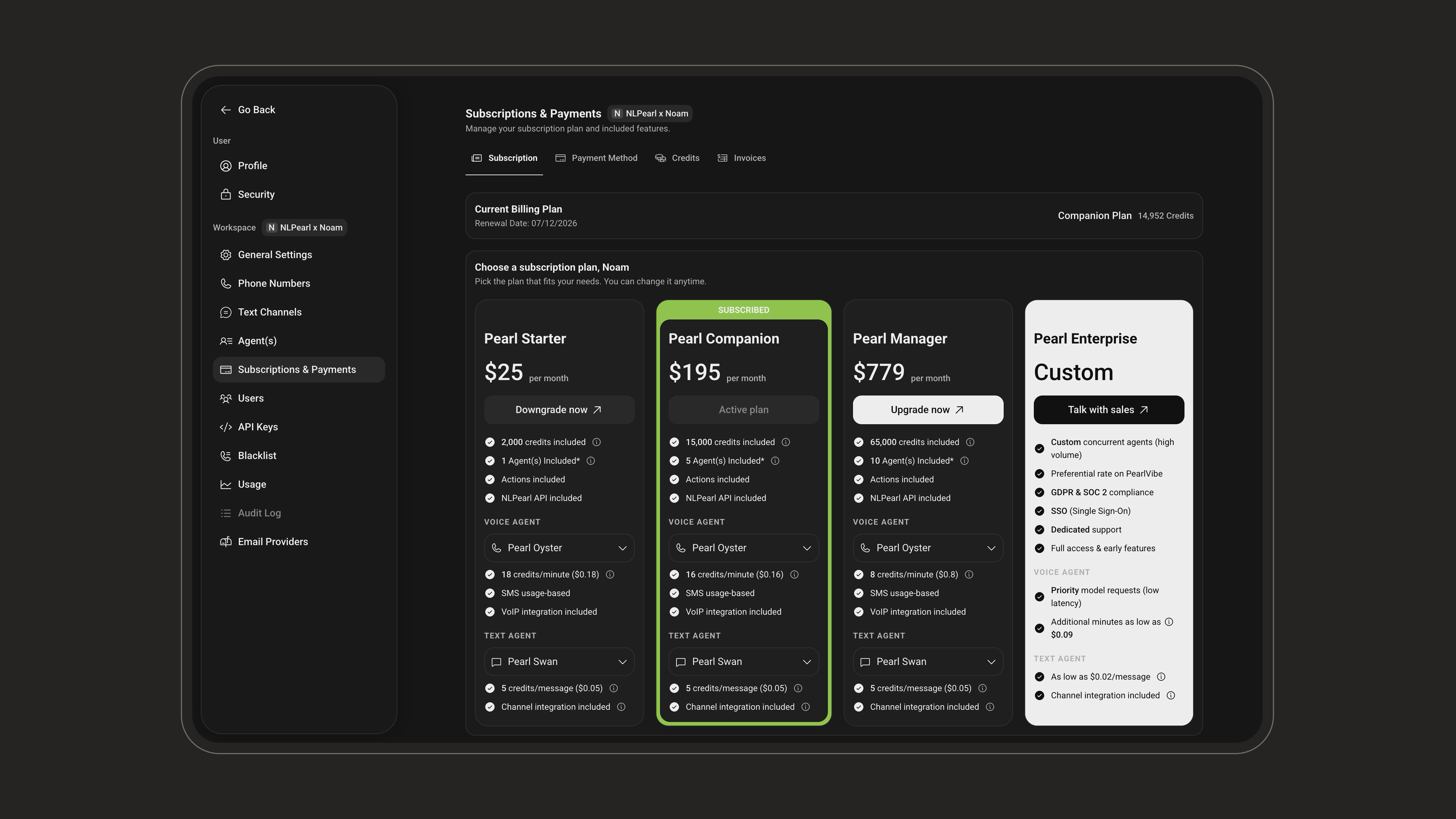 Subscription plans in Subscriptions & Payments