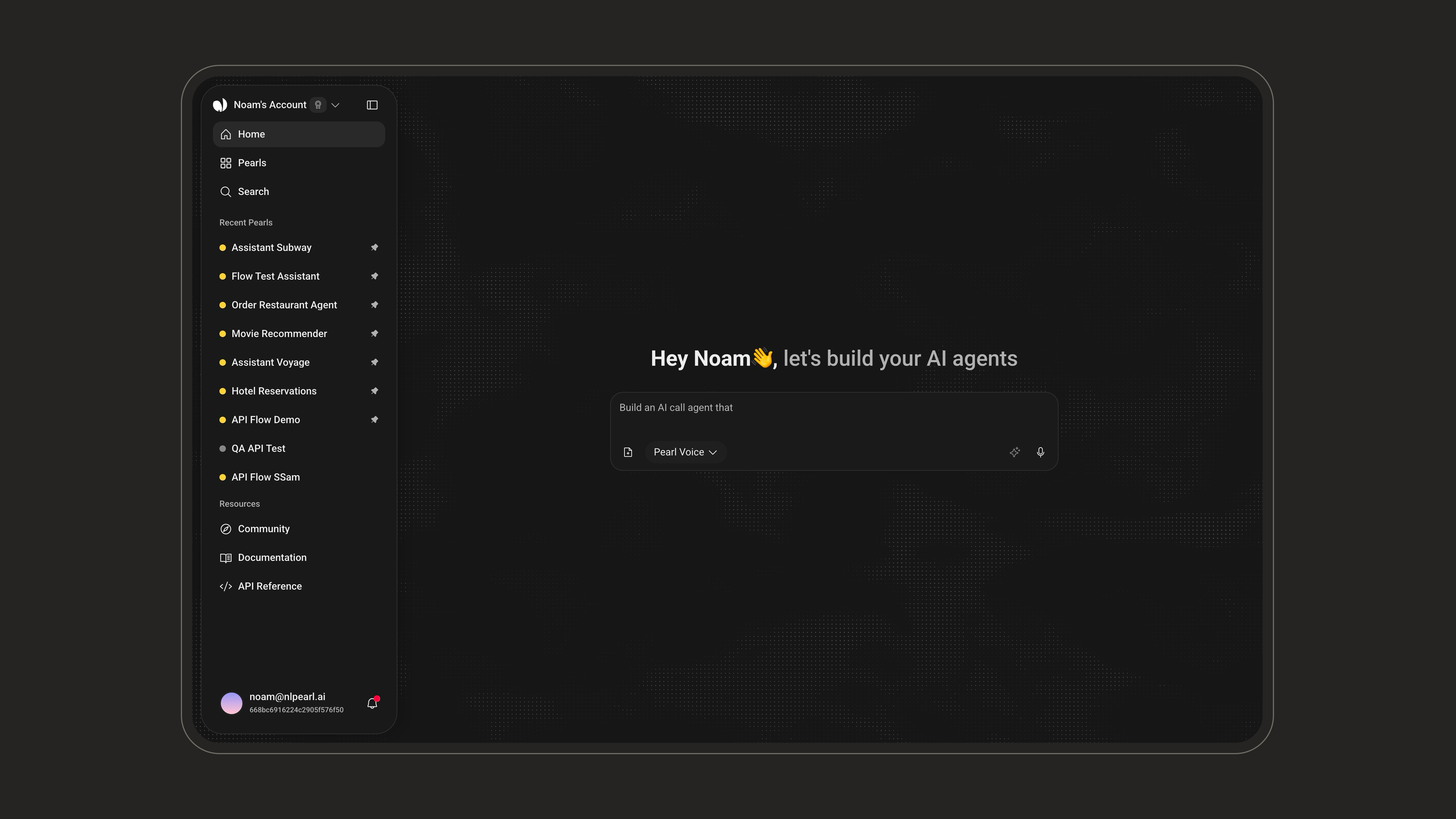 NLPearl dashboard with the PearlVibe chat