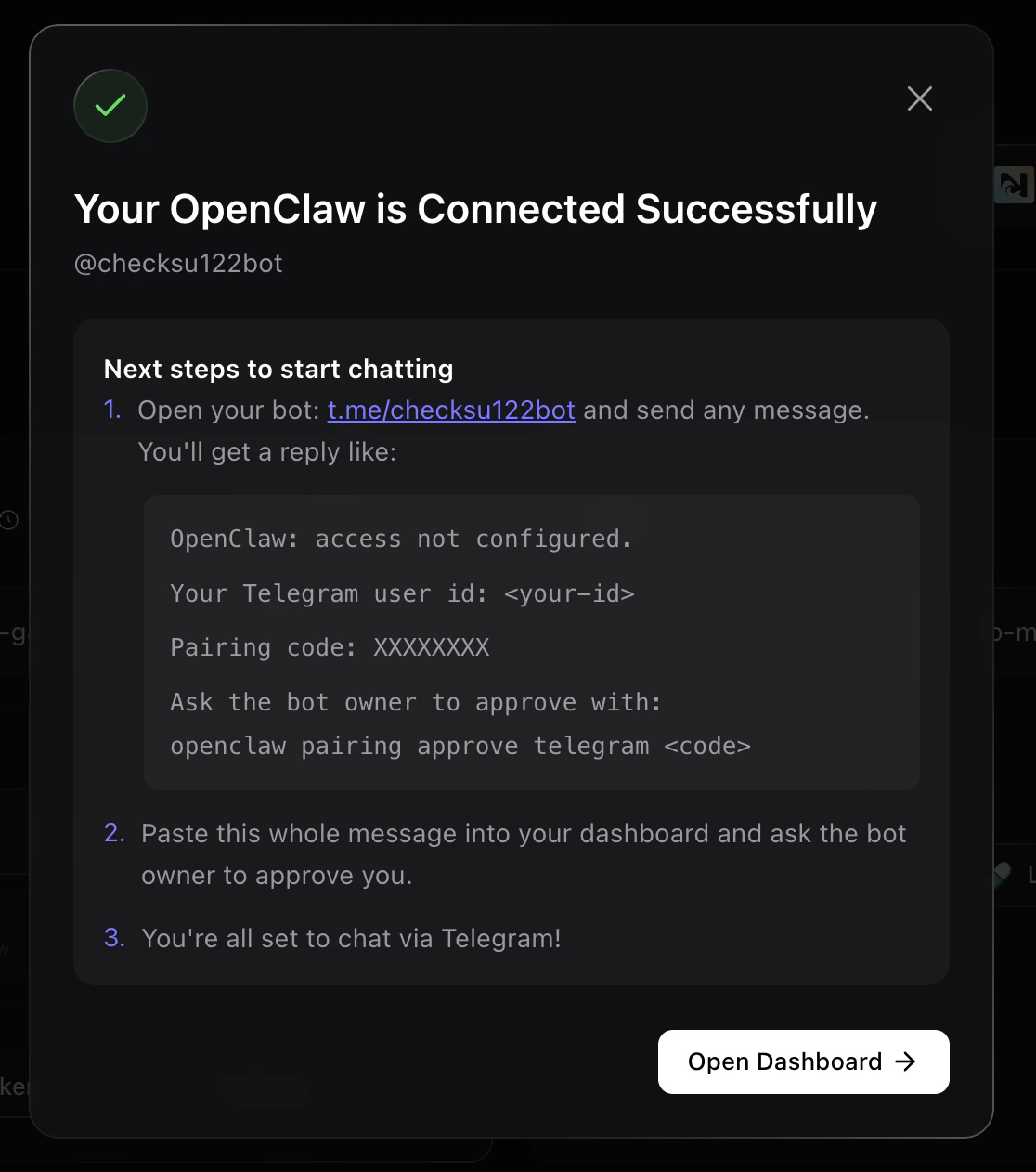 OpenClaw connected successfully
