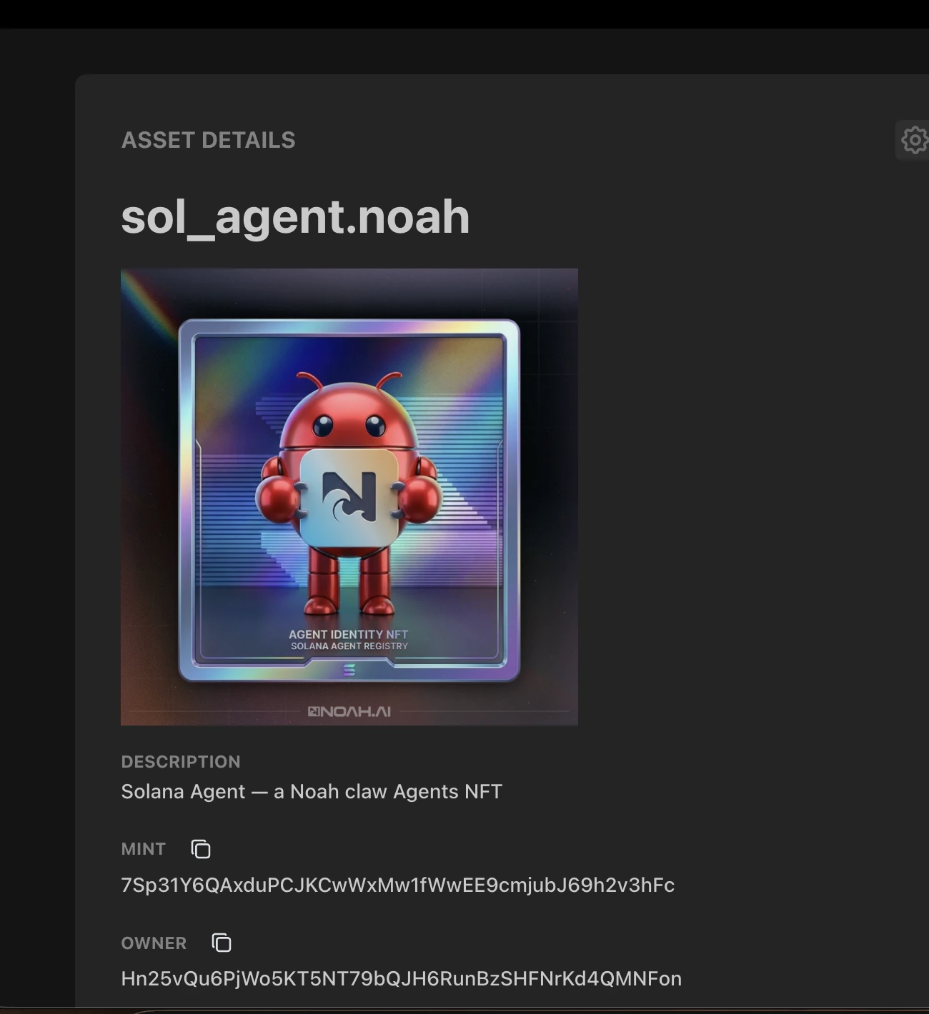 Agent Identity NFT on Solana