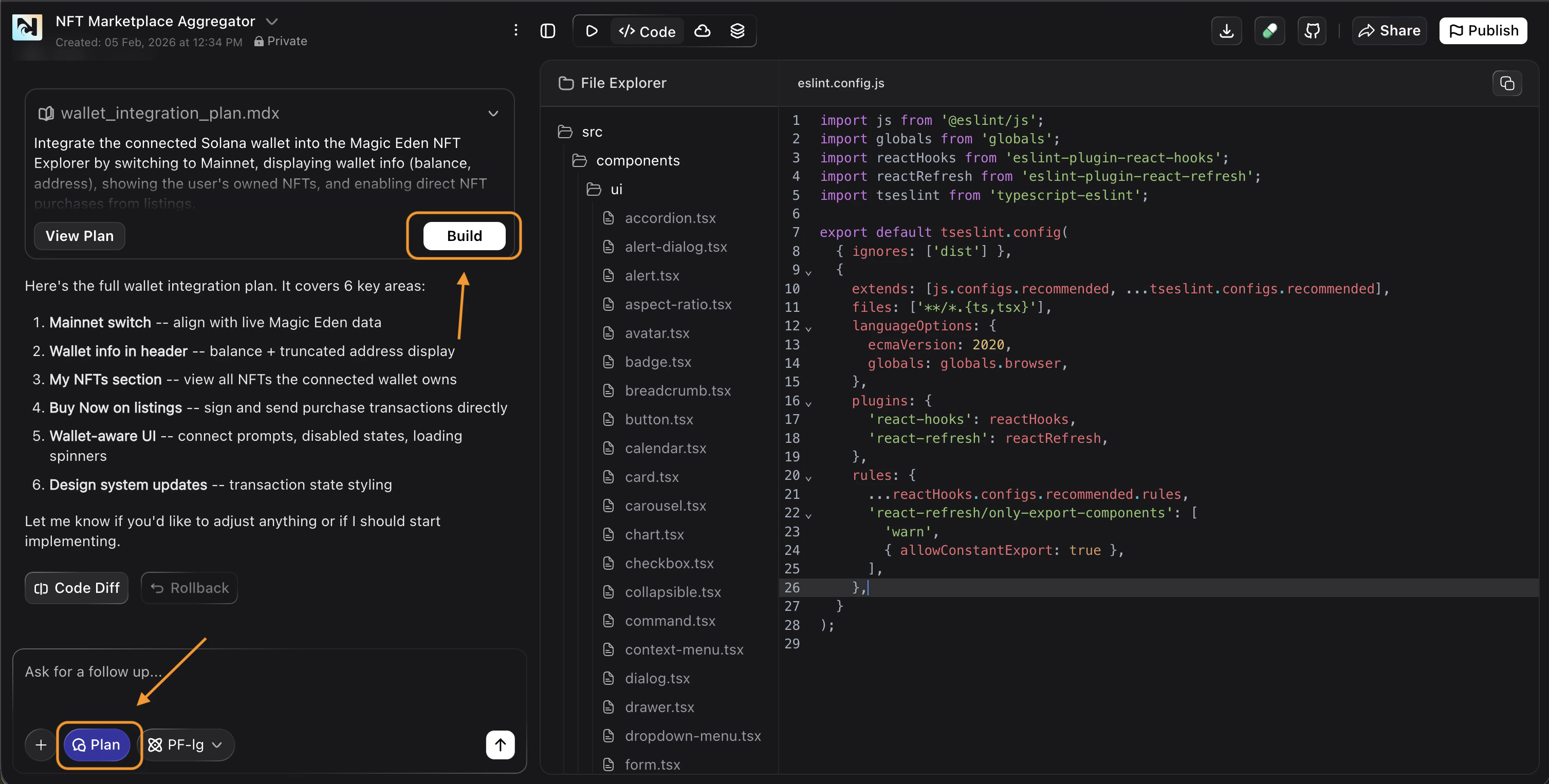 Screenshot showing Plan mode interface in Noah