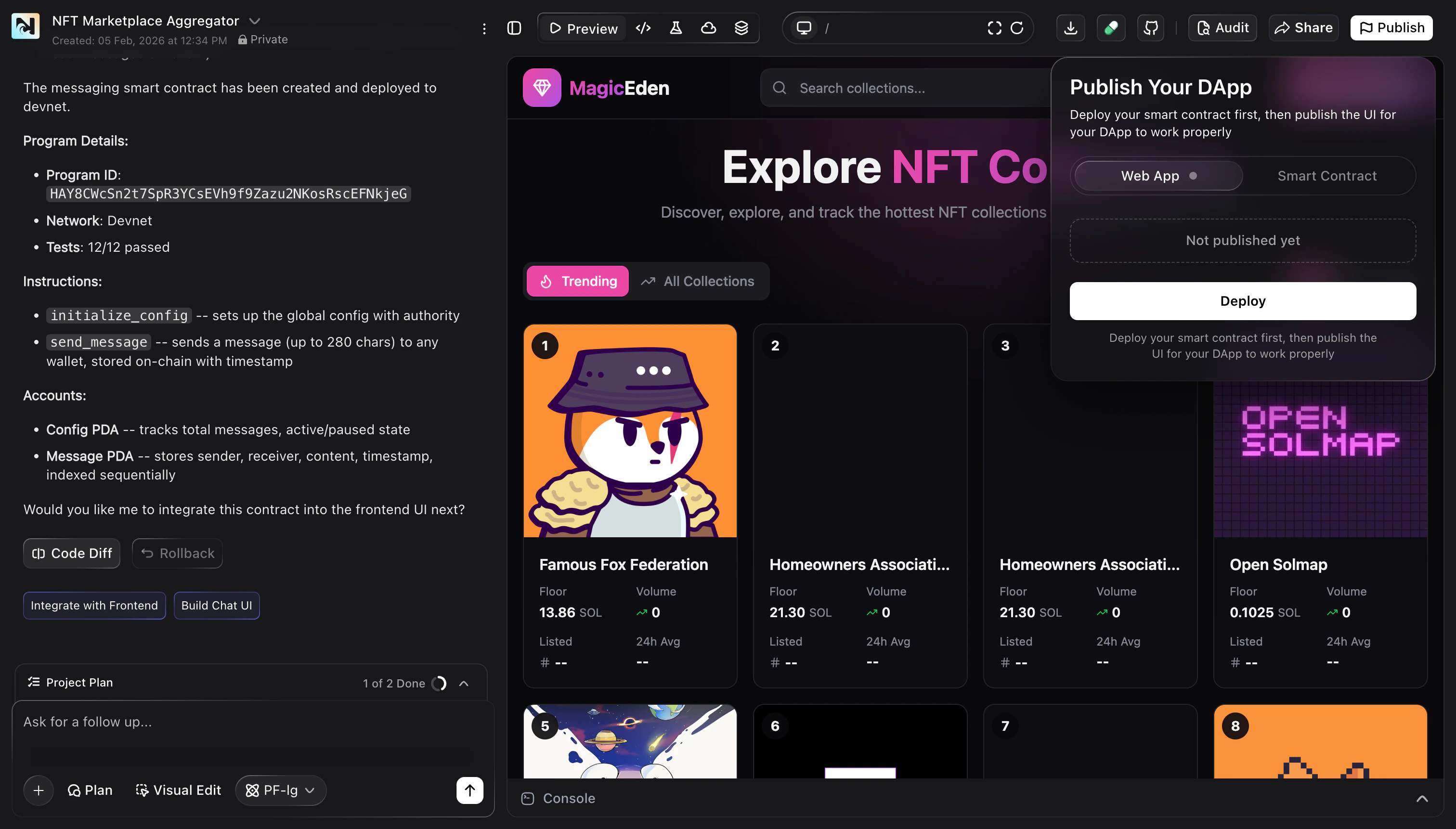 Publish Your DApp modal before deployment