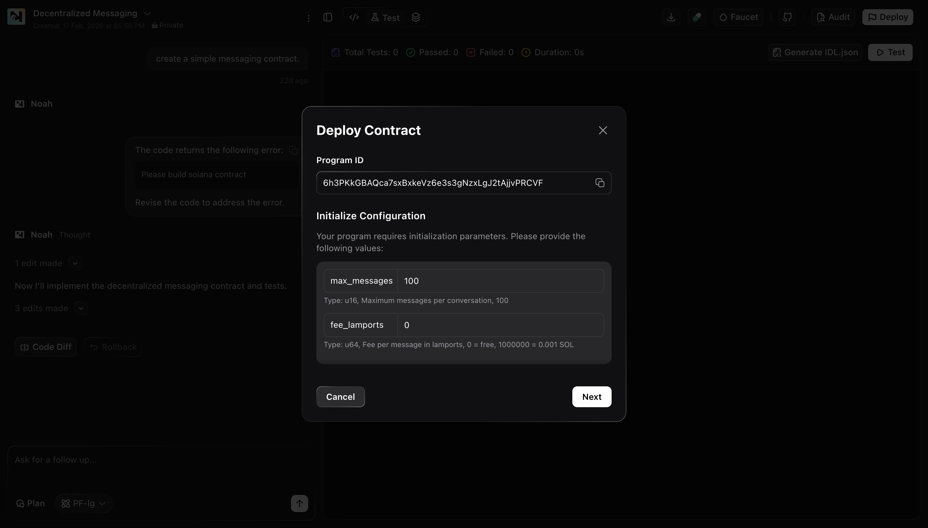 Initialize configuration fields in Deploy Contract modal