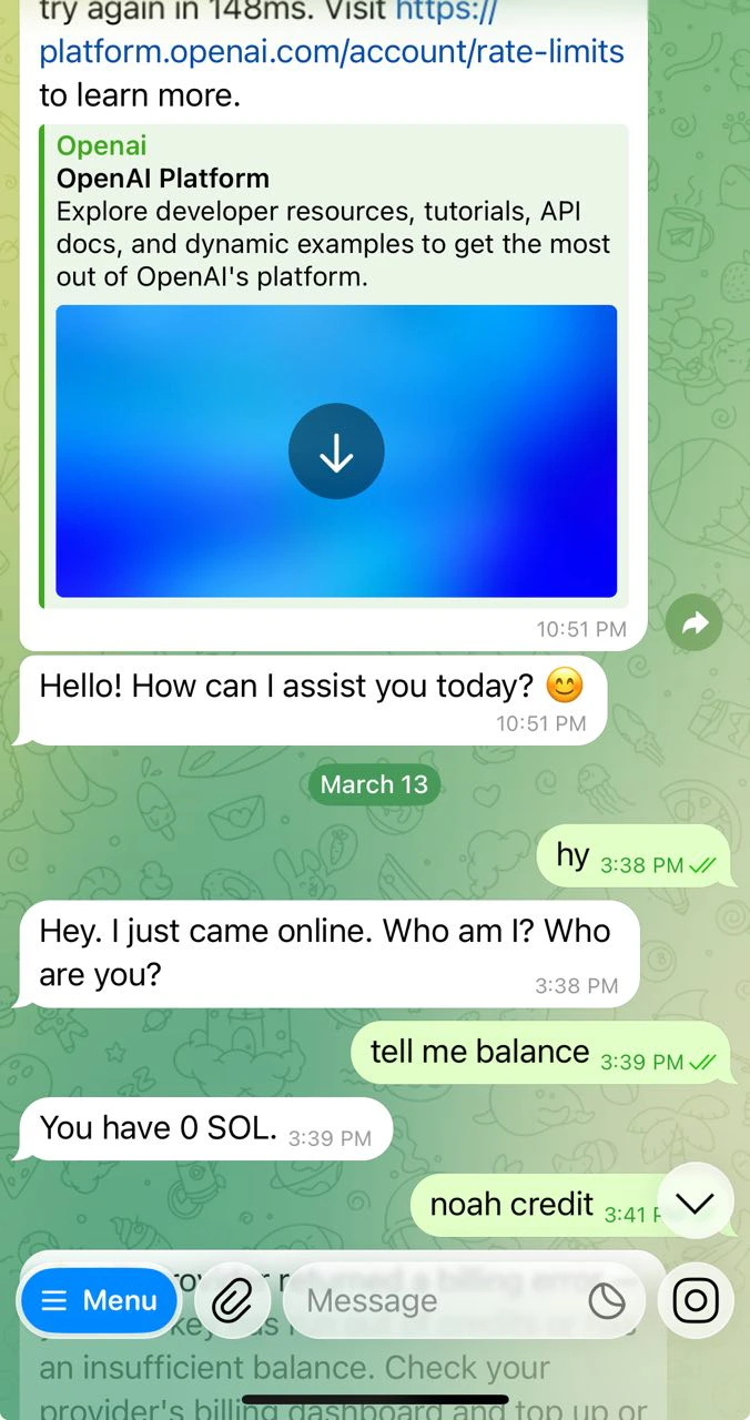 Bot responding to messages on Telegram