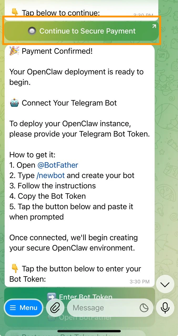 Payment flow and confirmation