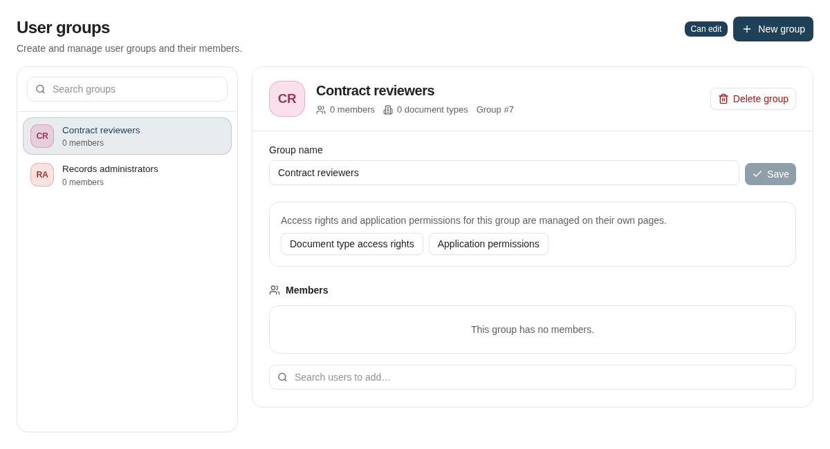 User groups provide the membership boundary used by permission grants.