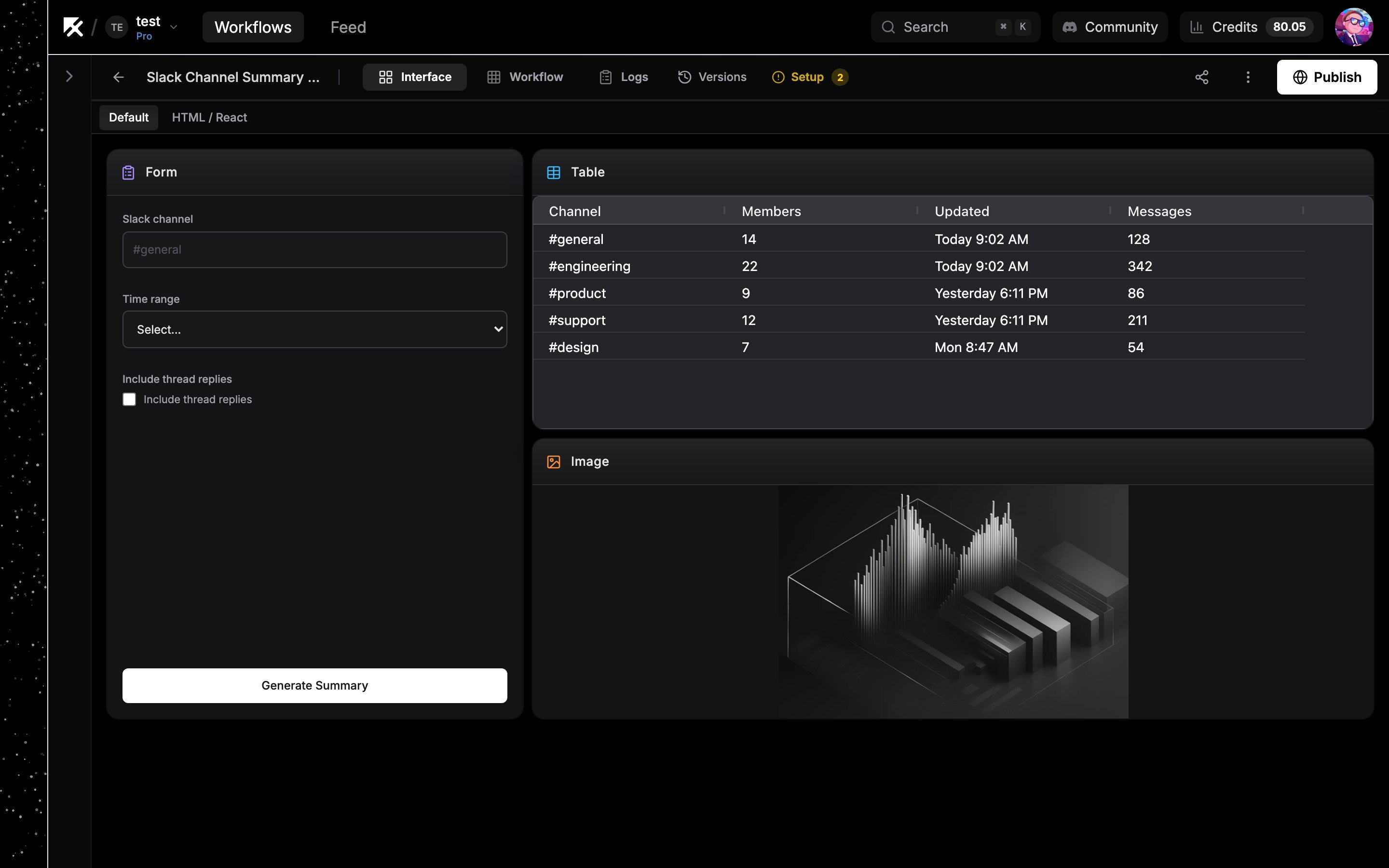 Interface tab showing blocks arranged on a grid