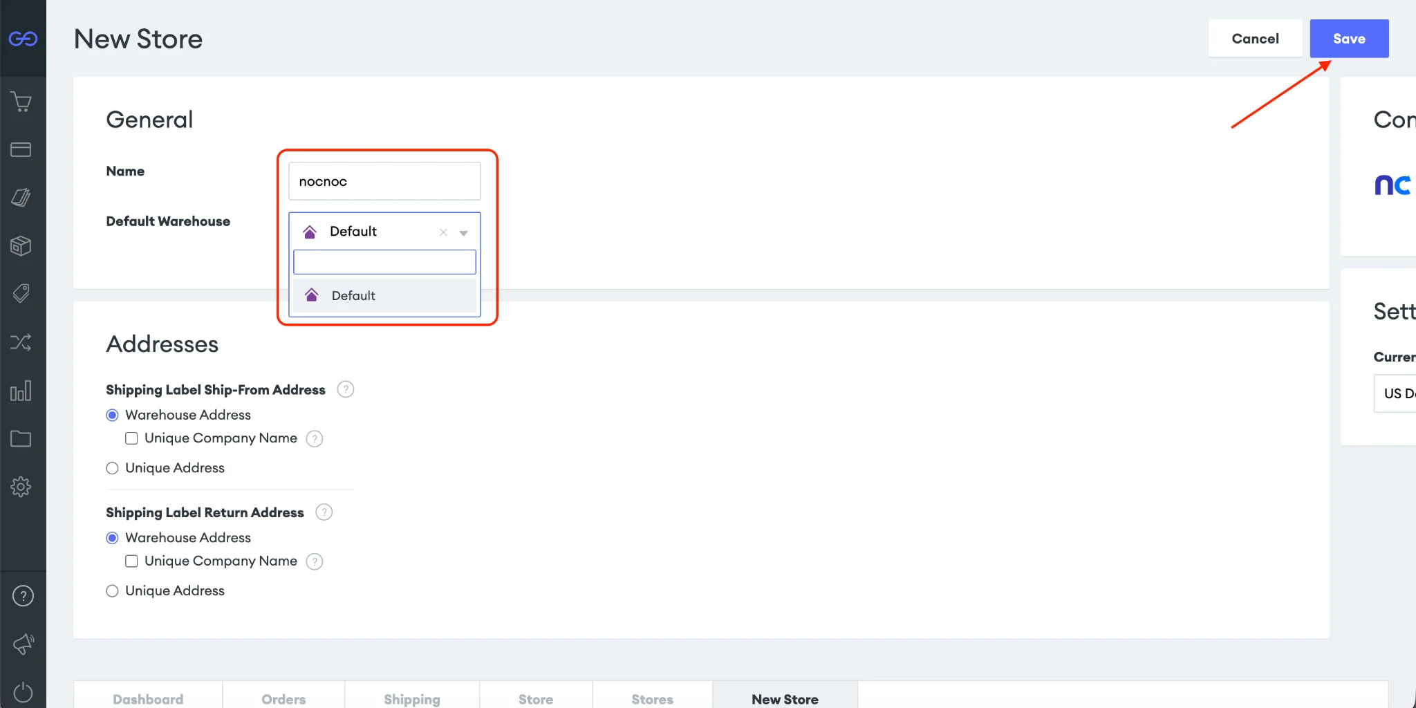 Store configuration
