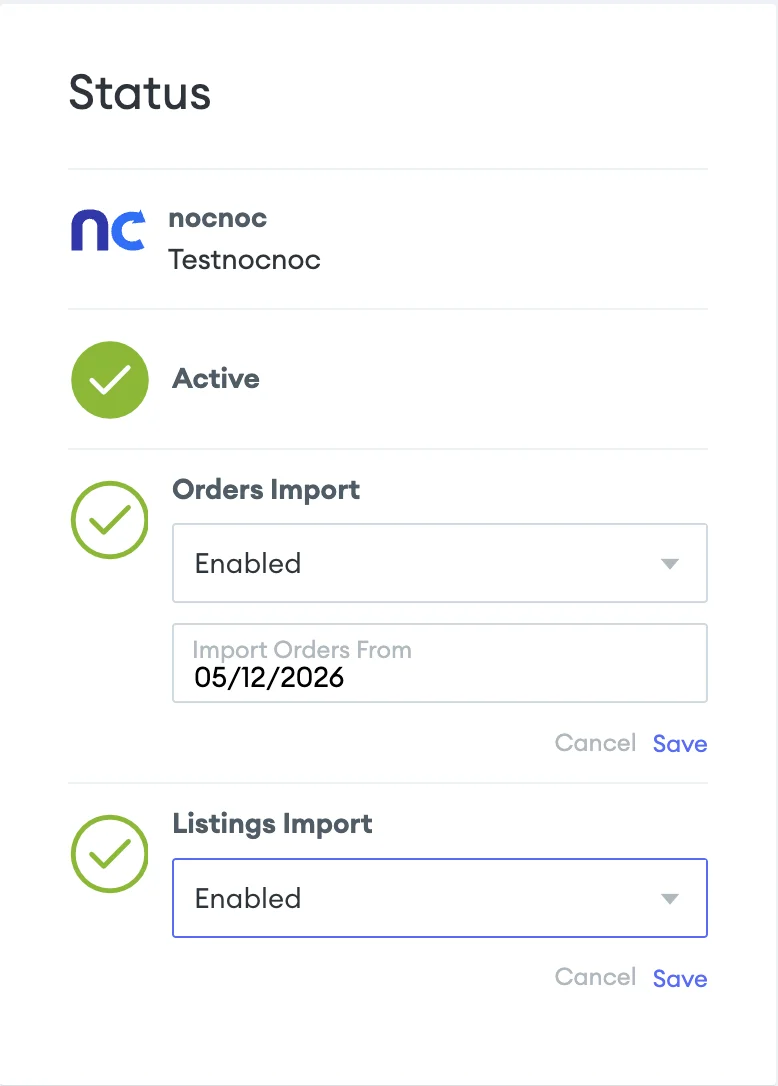 Listings Import enabled