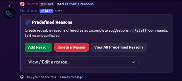Config Reasons Config Reasons