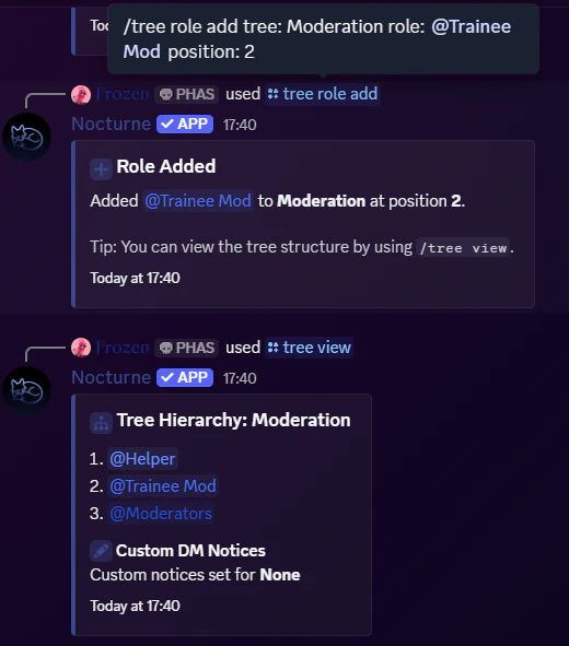 Tree Role Add: Trainee at Position 2 Tree Role Add: Trainee at Position 2