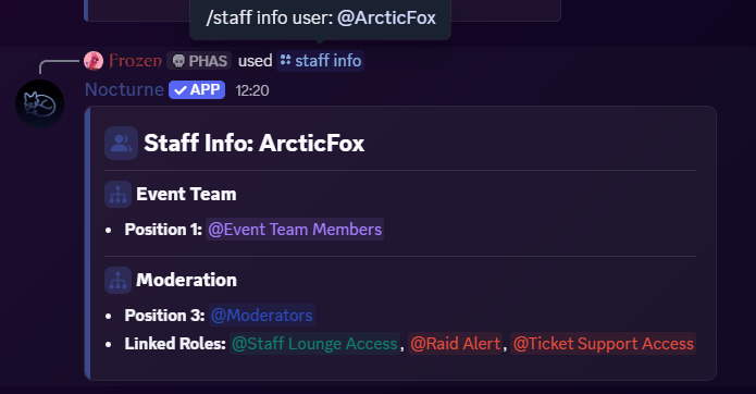 Staff Info Output Staff Info Output