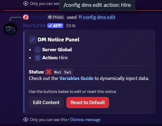 DM Notice Panel: Global DM Notice Panel: Global