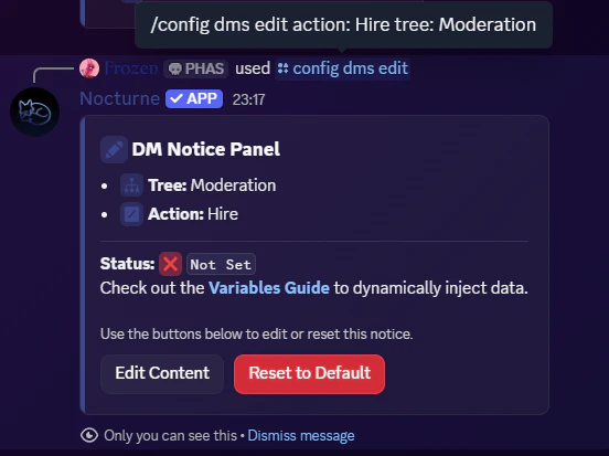DM Notice Panel: Tree Specific DM Notice Panel: Tree Specific