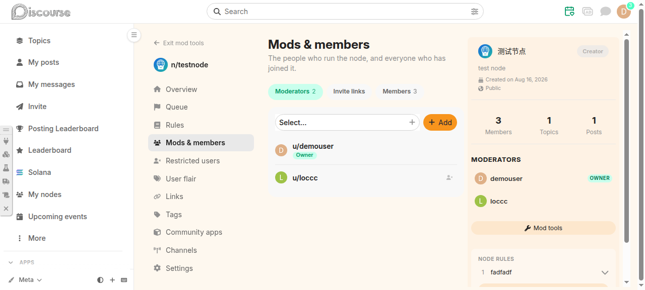 Mod tools — moderators and members