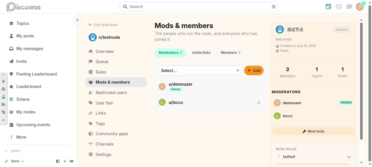 Mod tools — moderators and members