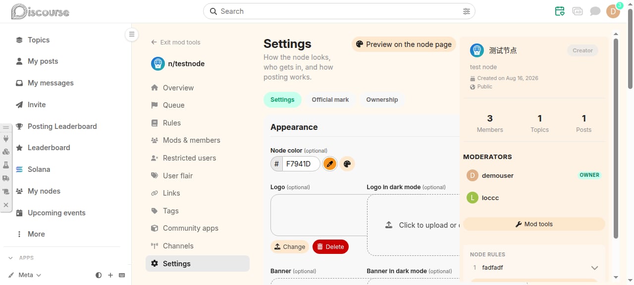 Mod tools — settings