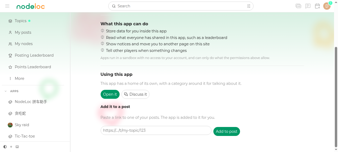 Adding a mini app to your own topic