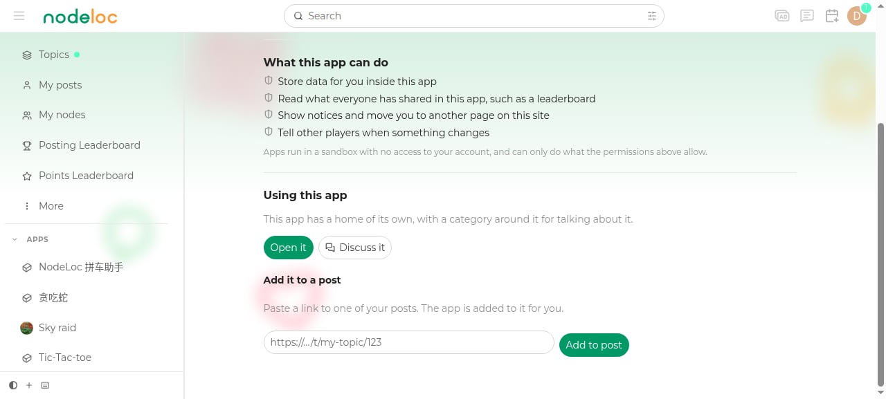 Adding a mini app to your own topic
