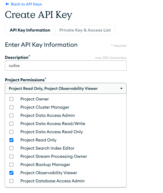 NOFire AI Mongodb Atlas Api Key Details Pn