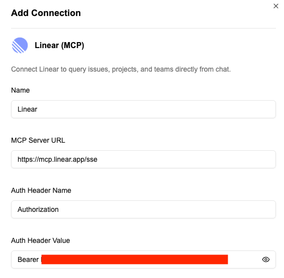 NOFire AI Linear MCP connection form