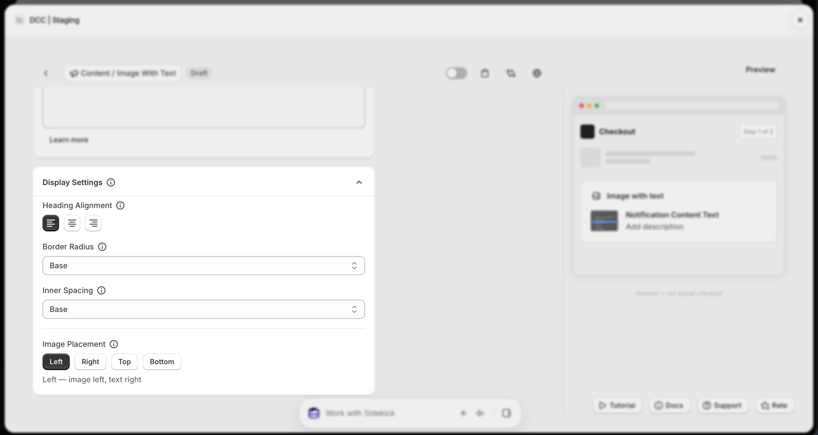 Image With Text Display Settings Focus