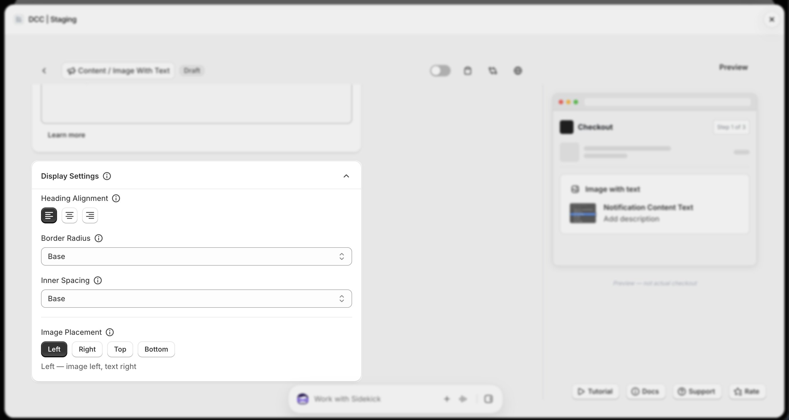 Image With Text Display Settings Focus