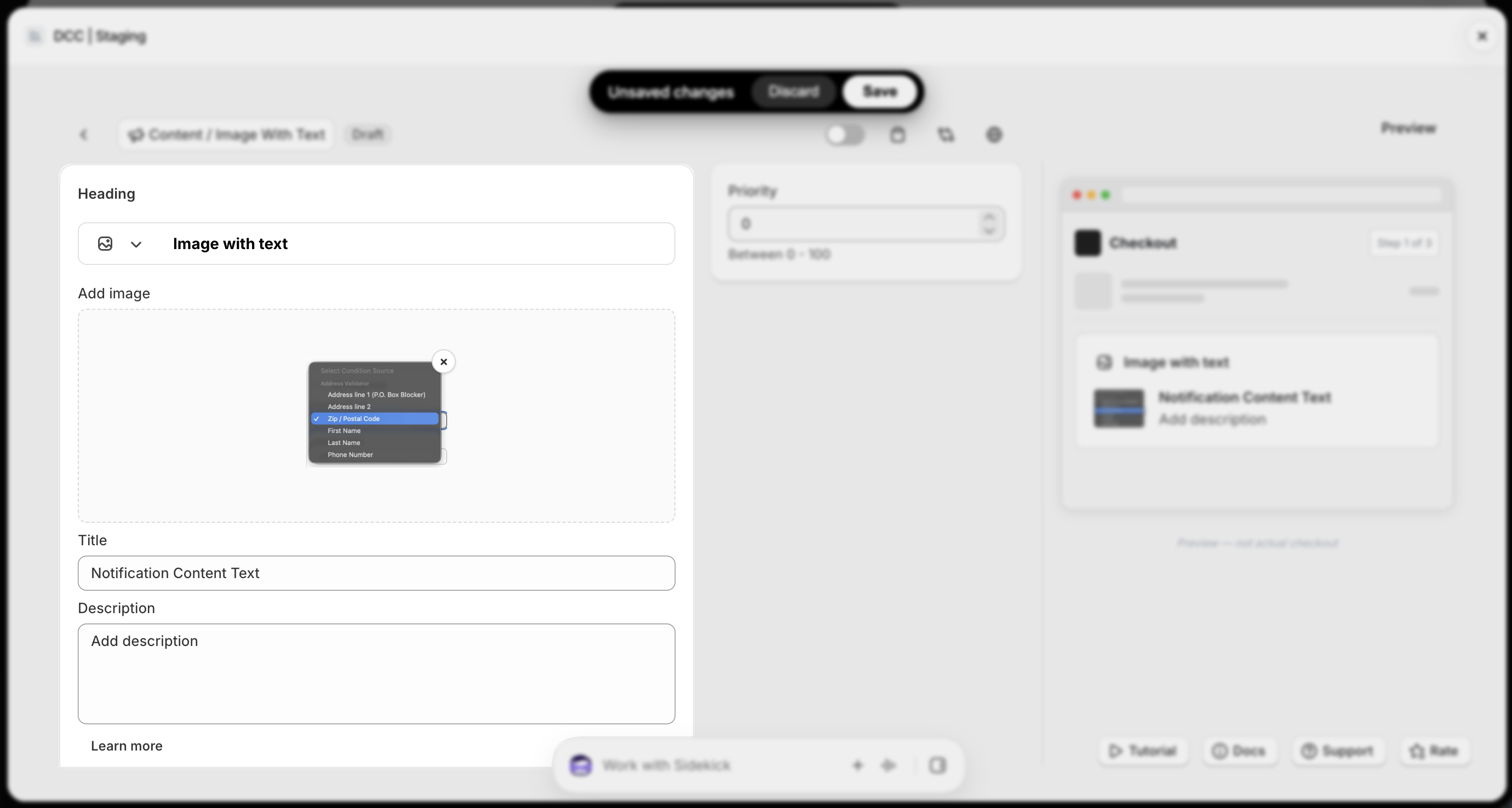 Image With Text Uploaded Settings Focus