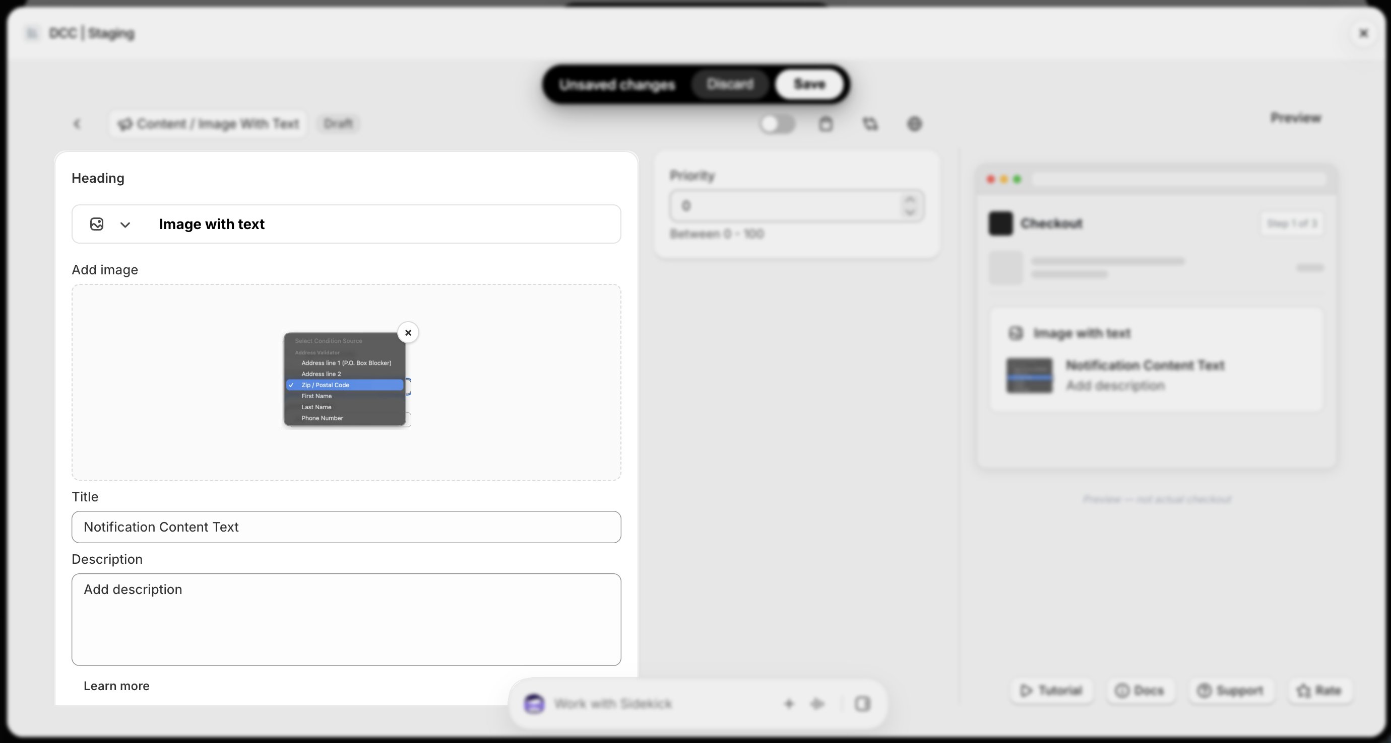 Image With Text Uploaded Settings Focus