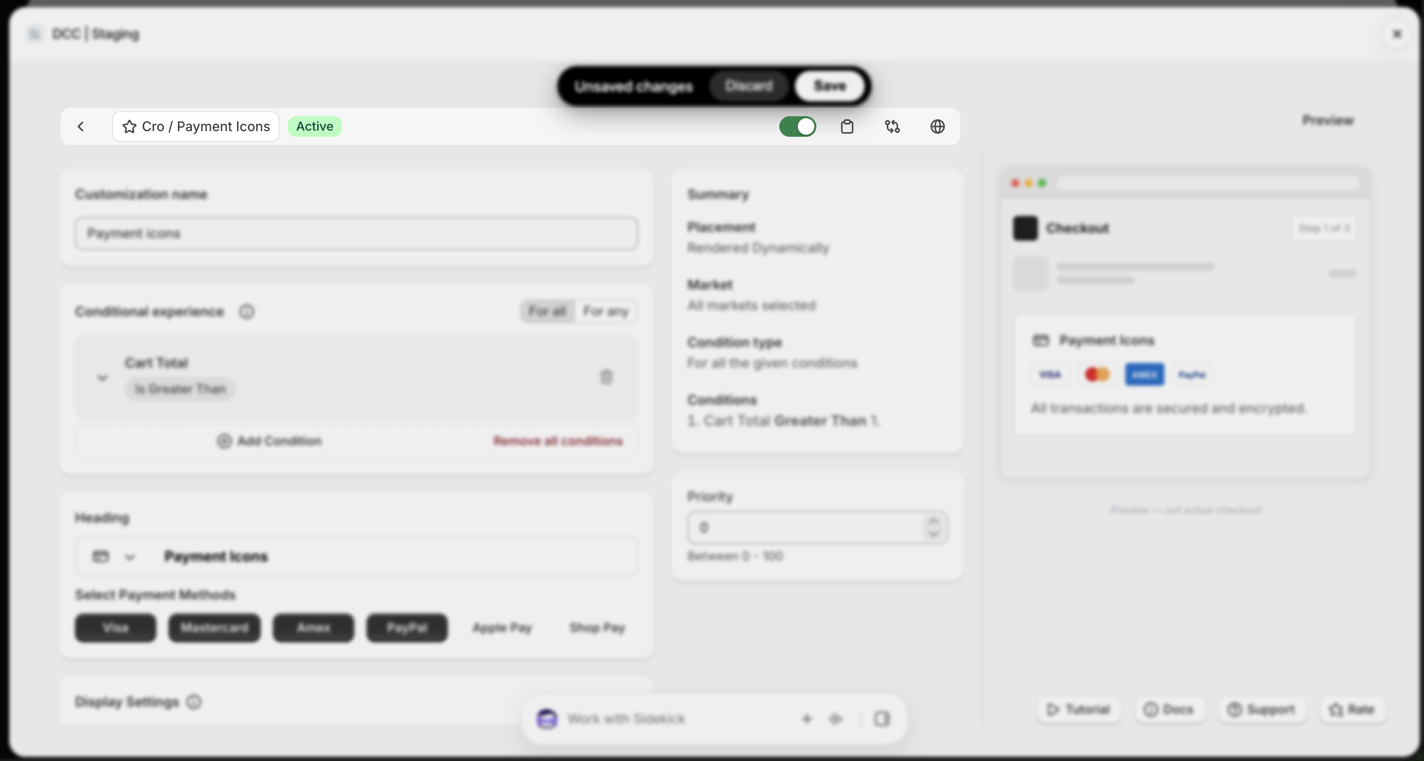 Payment Icons Toolbar Focus