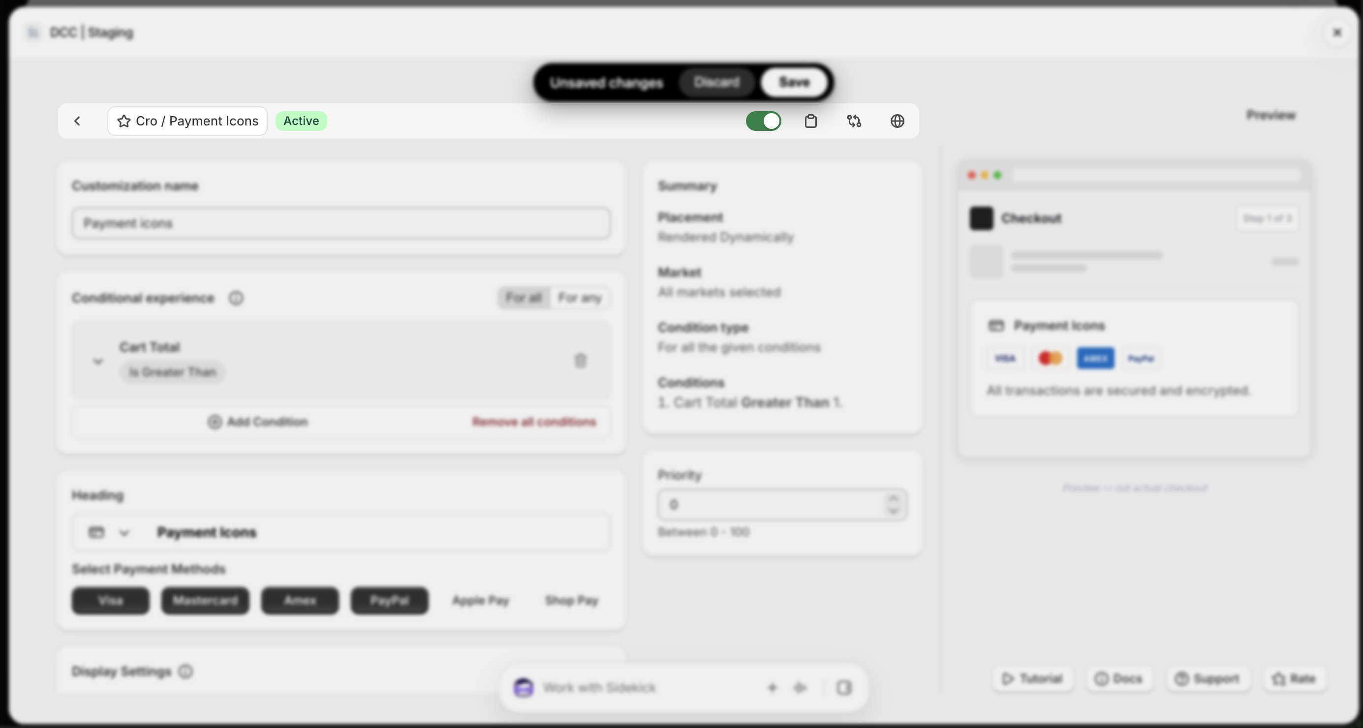 Payment Icons Toolbar Focus