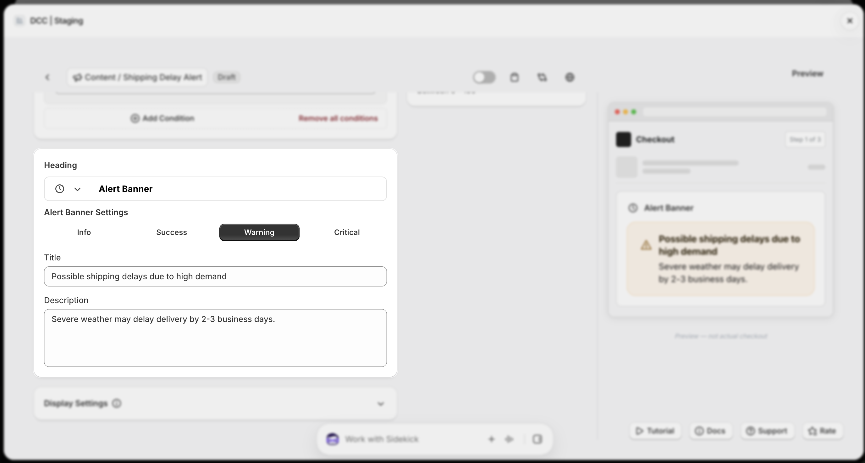 Shipping Delay Alert Settings Focus
