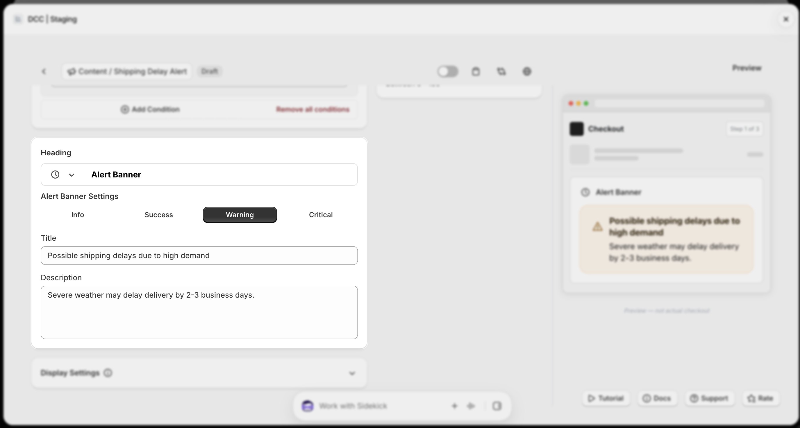 Shipping Delay Alert Settings Focus